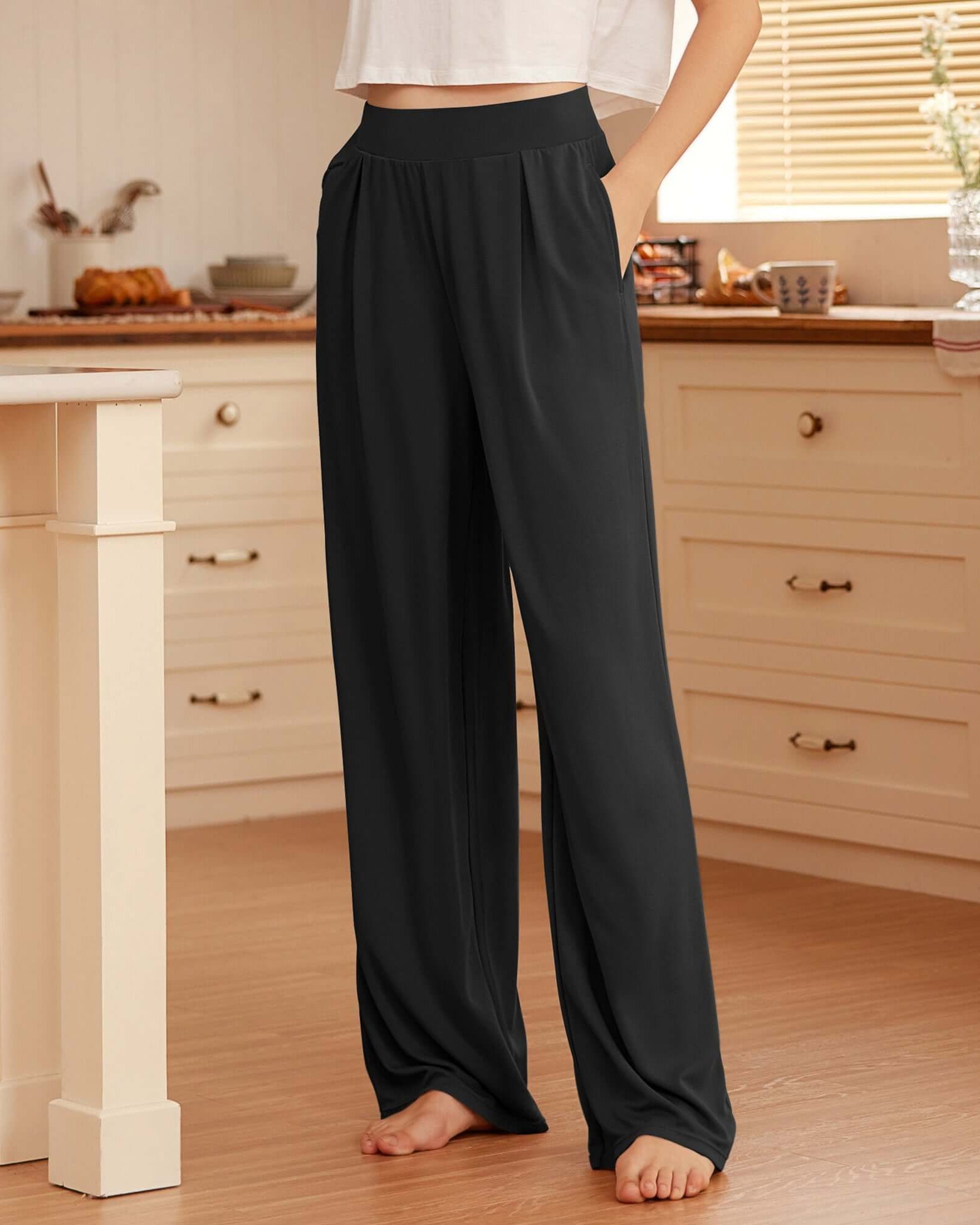 29 Drapey Soft WideHigh Waist Lounge Pants with Pockets - ododos