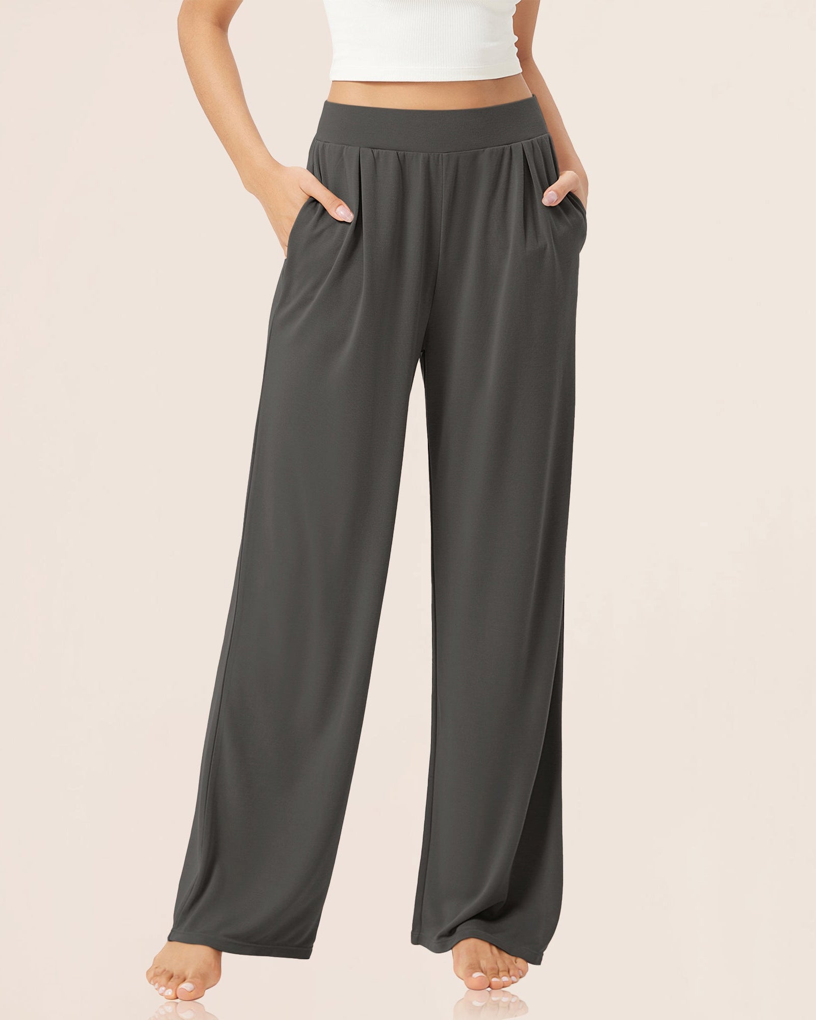 29 Drapey Soft WideHigh Waist Lounge Pants with Pockets - ododos