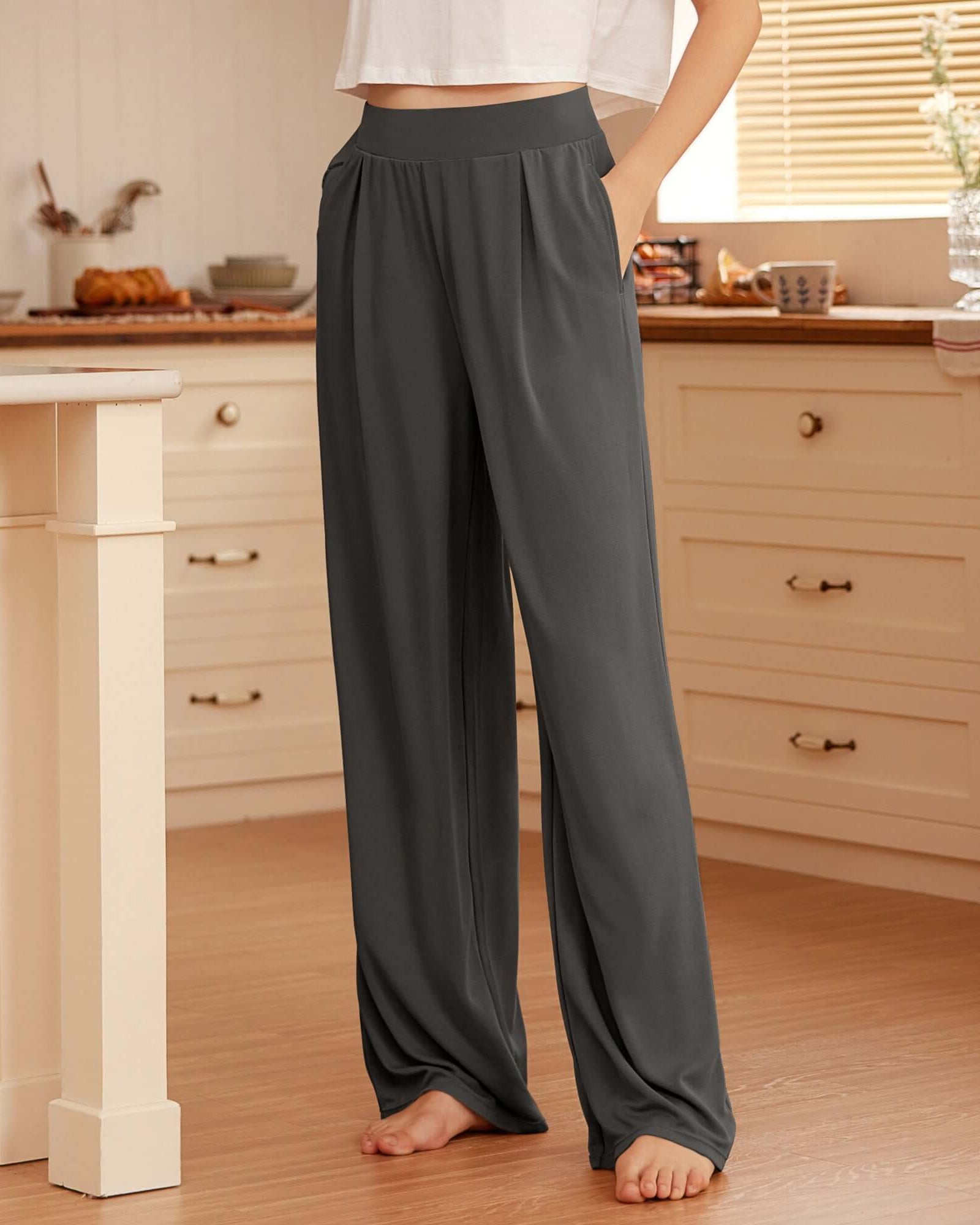 29 Drapey Soft WideHigh Waist Lounge Pants with Pockets - ododos