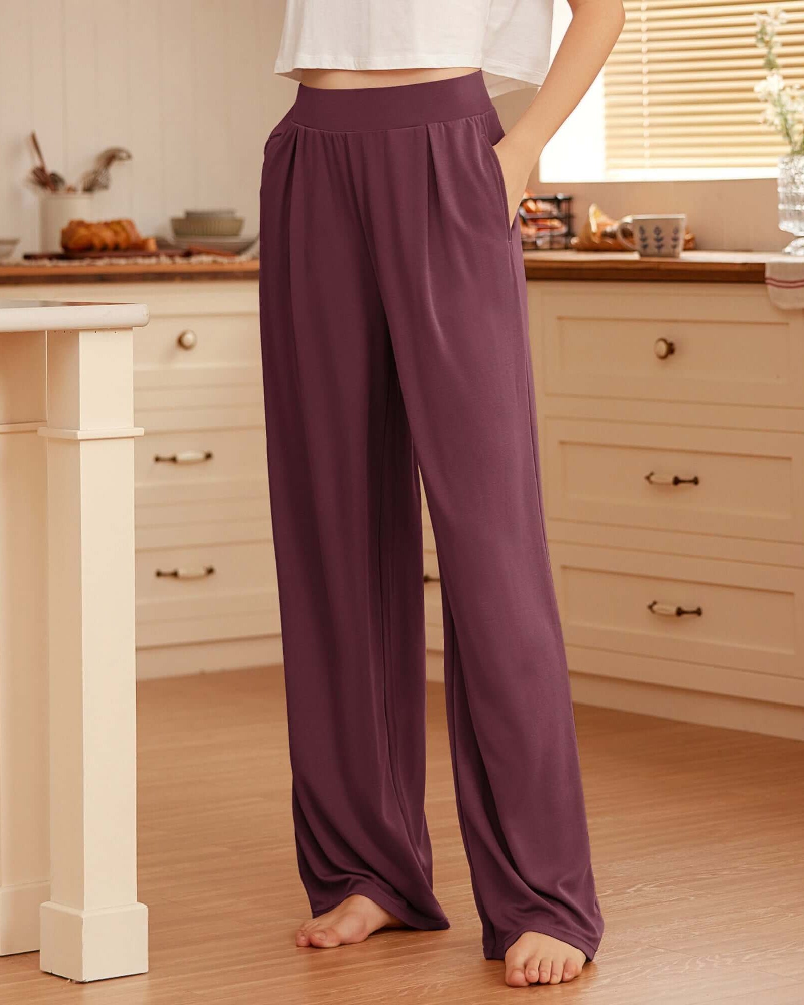 29 Drapey Soft WideHigh Waist Lounge Pants with Pockets - ododos