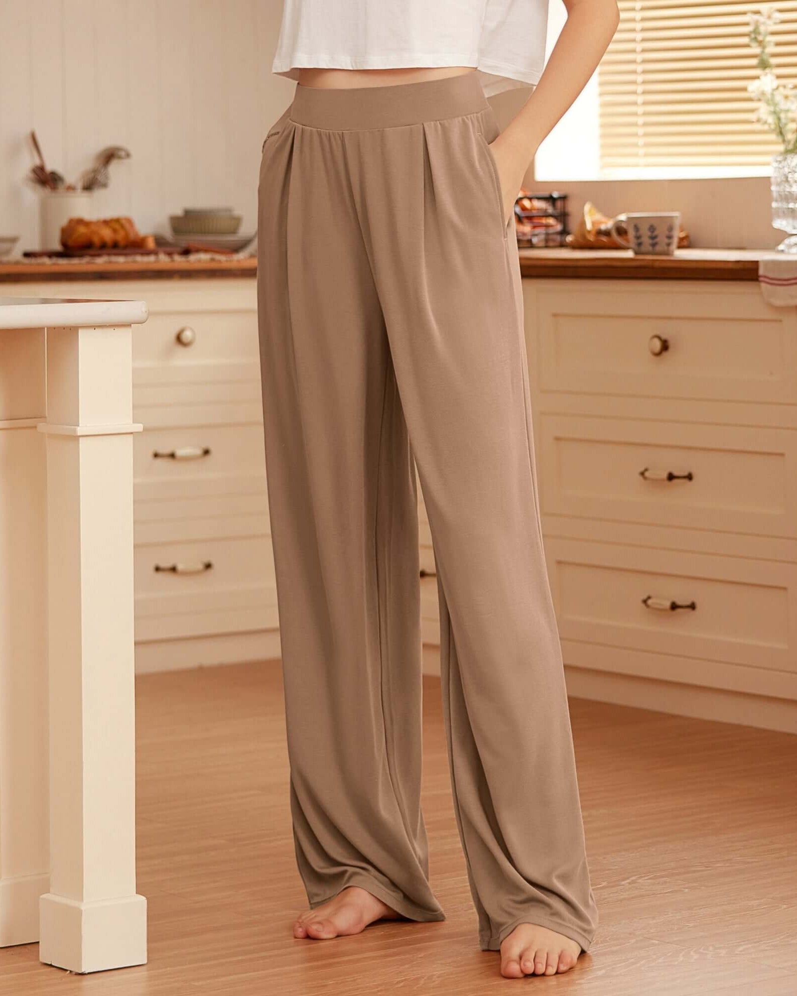 29 Drapey Soft WideHigh Waist Lounge Pants with Pockets - ododos
