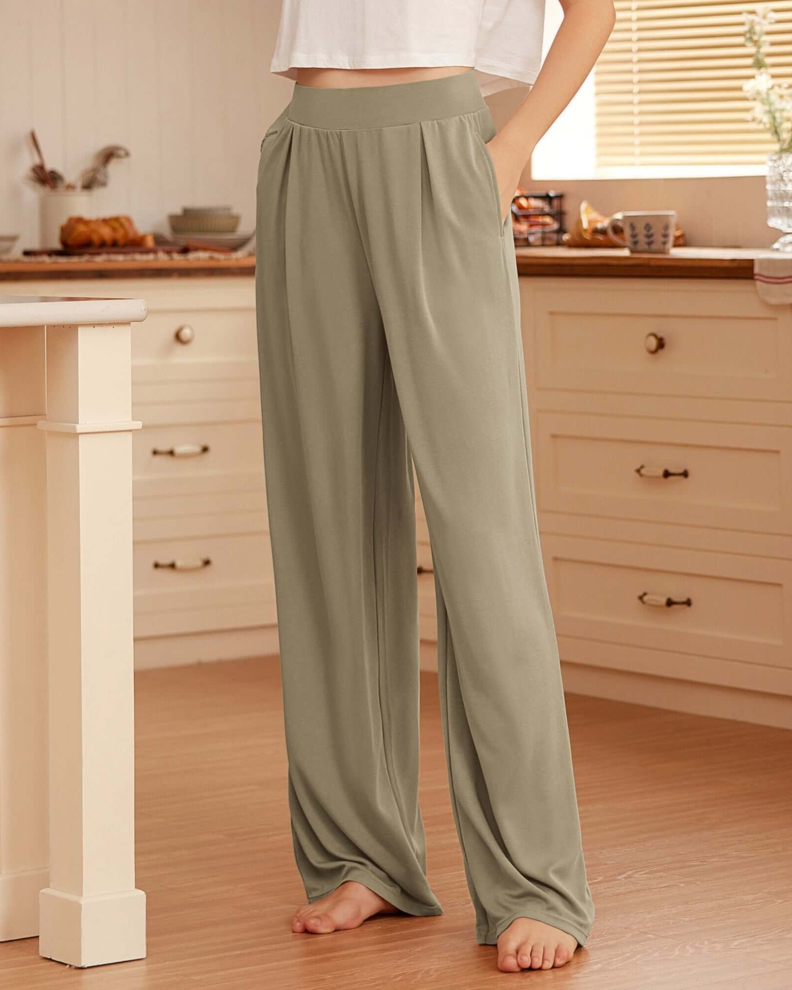 29 Drapey Soft WideHigh Waist Lounge Pants with Pockets - ododos