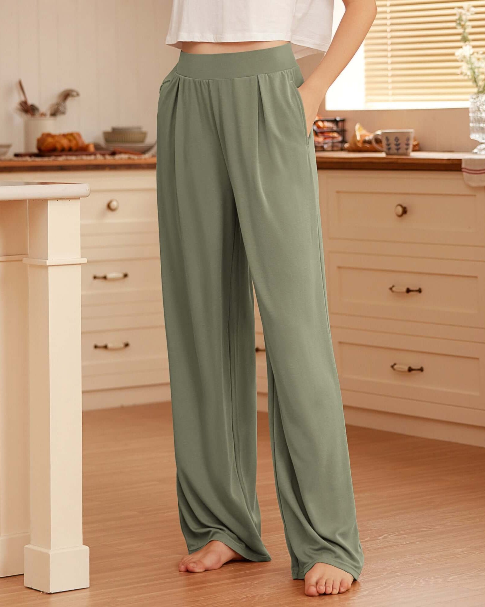 29 Drapey Soft WideHigh Waist Lounge Pants with Pockets - ododos