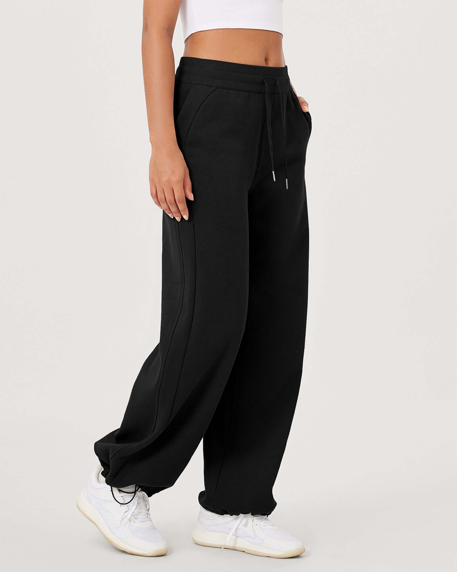 Fleece Lined Mid-Rise Relaxed Pull-On Jogger Pant with Pockets - ododos