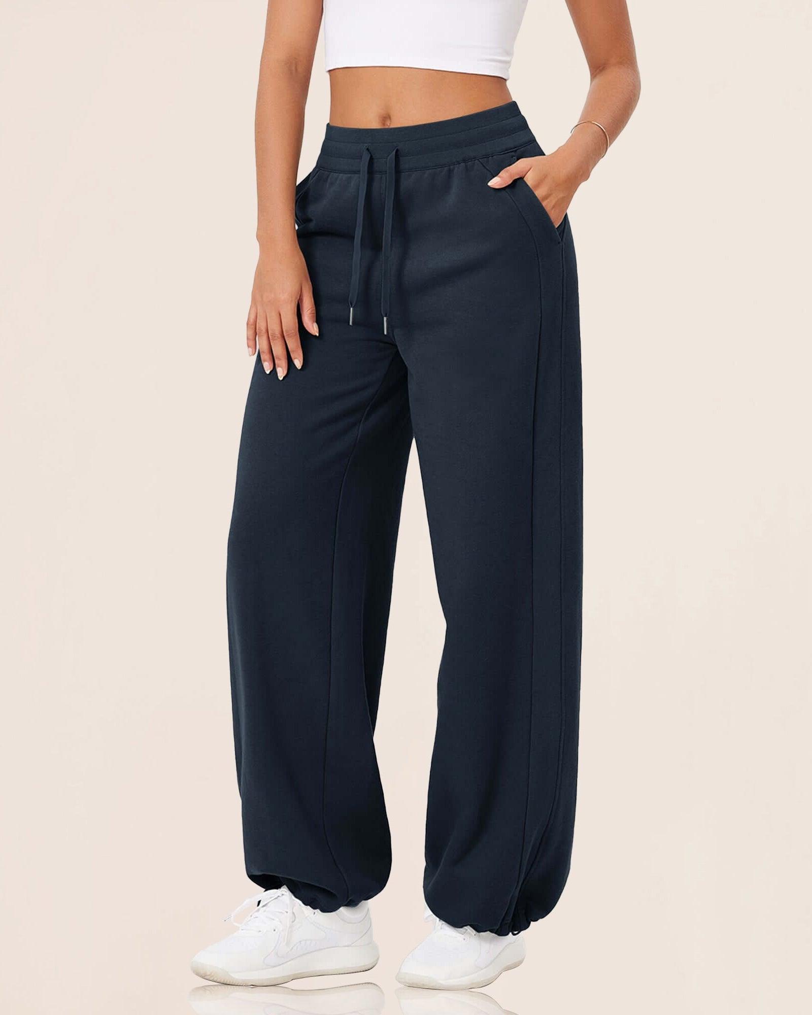 Fleece Lined Mid-Rise Relaxed Pull-On Jogger Pant with Pockets - ododos