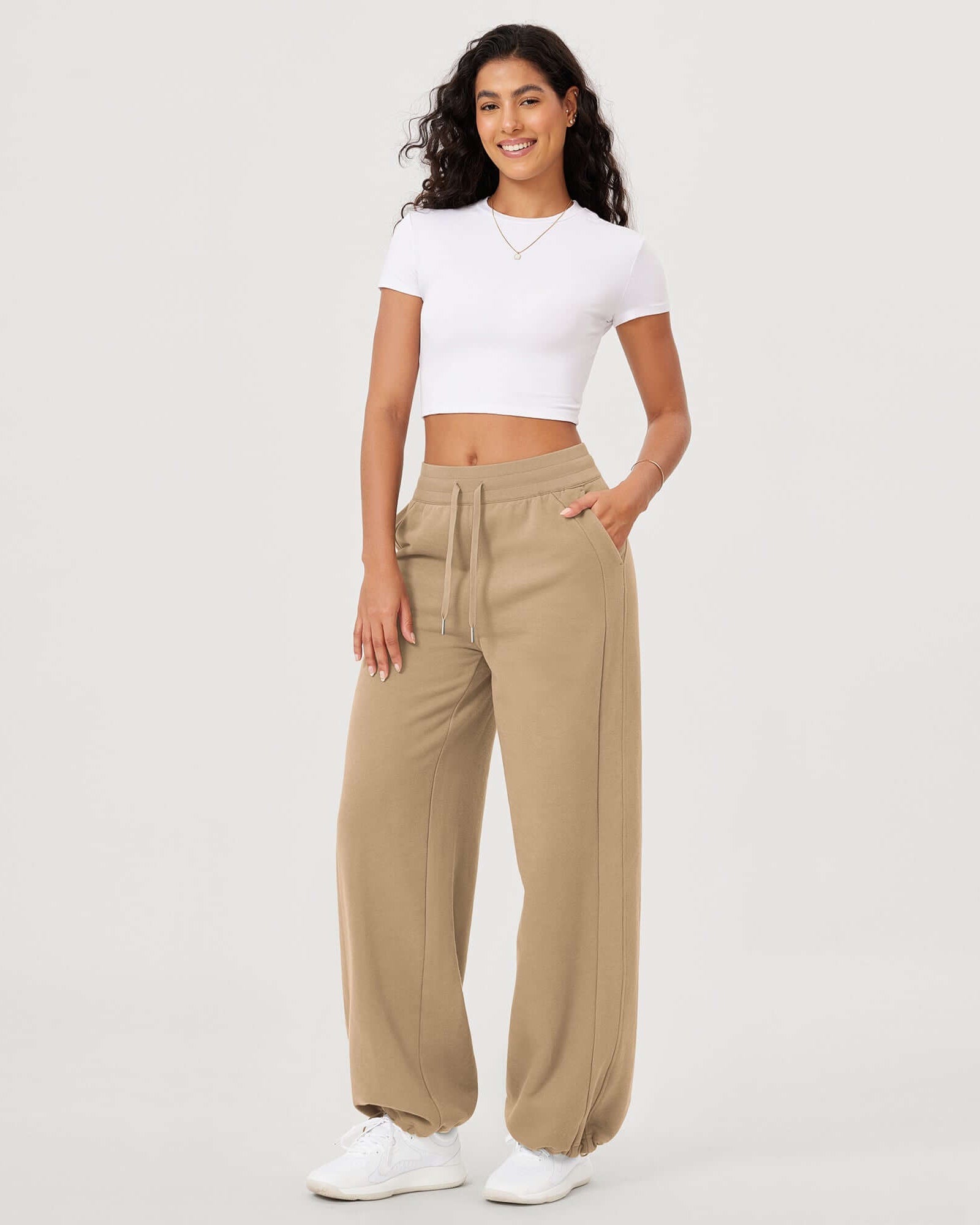 Fleece Lined Mid-Rise Relaxed Pull-On Jogger Pant with Pockets - ododos