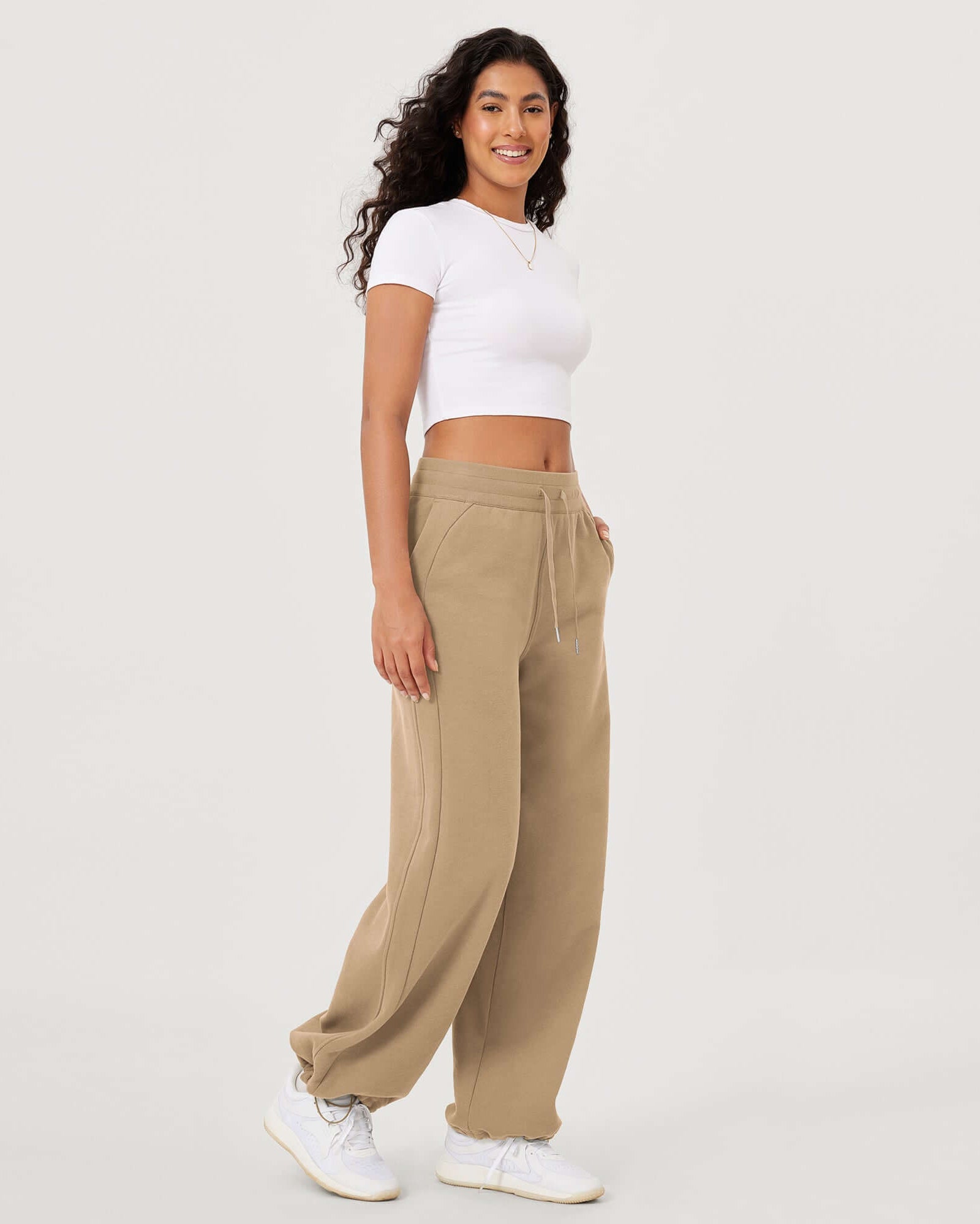 Fleece Lined Mid-Rise Relaxed Pull-On Jogger Pant with Pockets - ododos