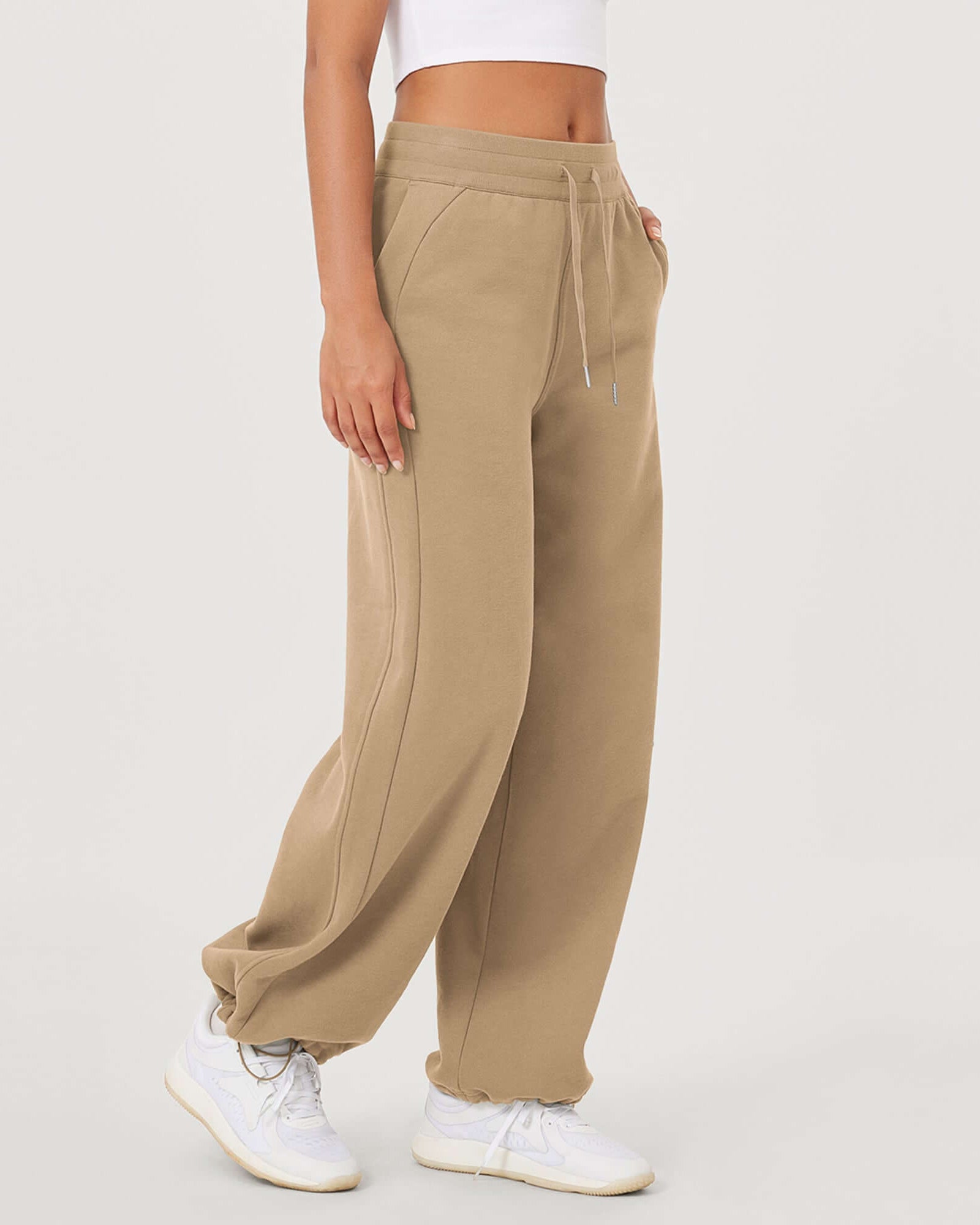 Fleece Lined Mid-Rise Relaxed Pull-On Jogger Pant with Pockets - ododos