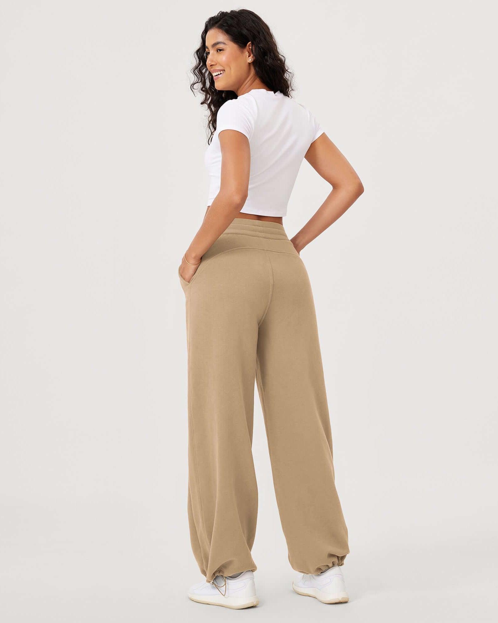 Fleece Lined Mid-Rise Relaxed Pull-On Jogger Pant with Pockets - ododos