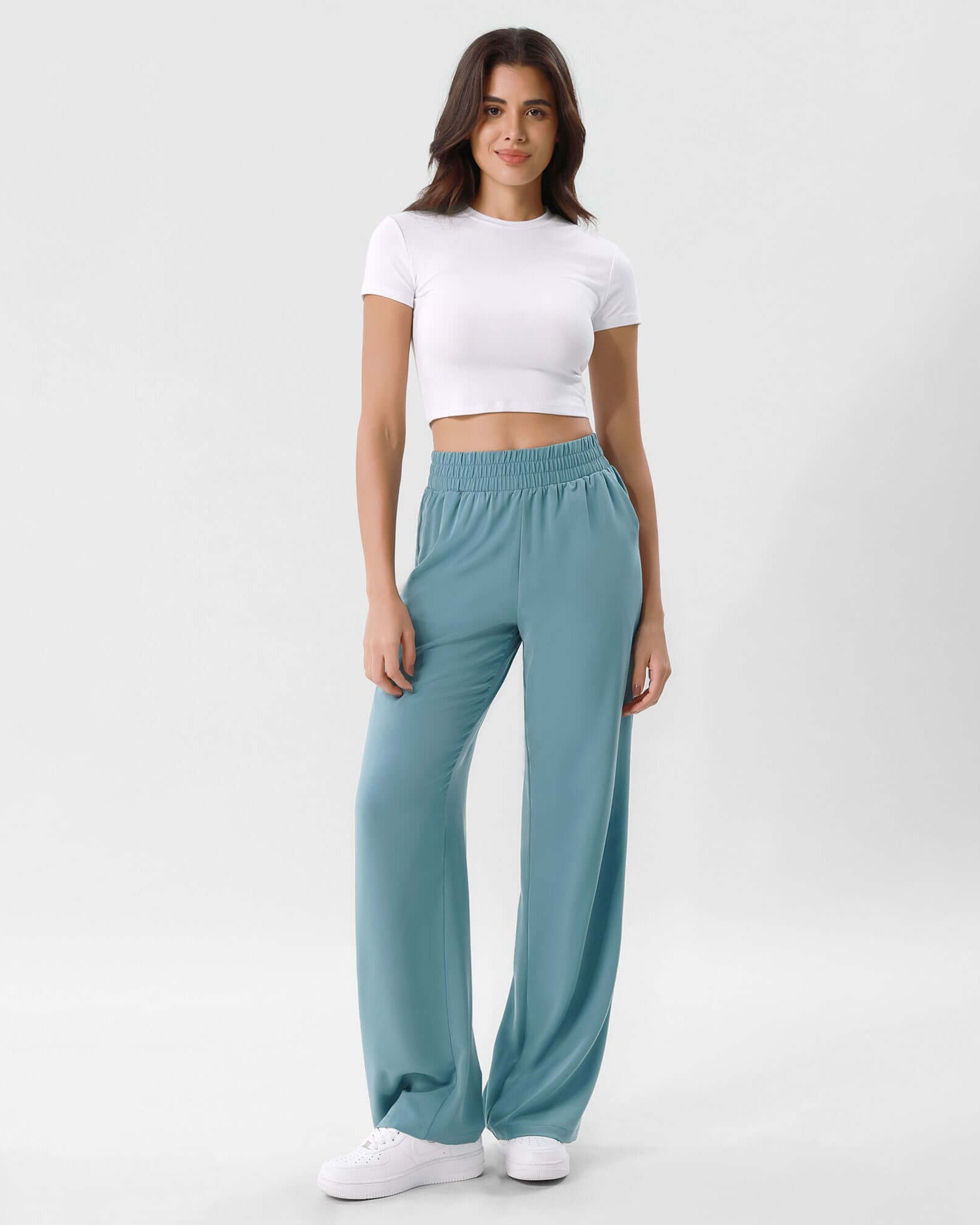 Chiffon Flowy Wide Leg Pants Brittany Blue - ododos
