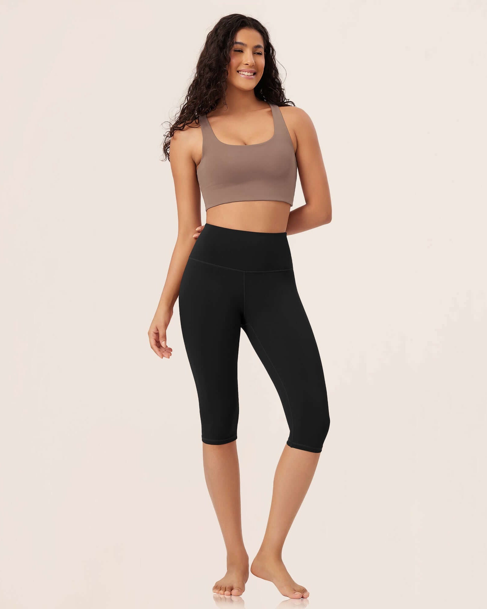 ODLEX 14 High Waist Knee Length Workout Athletic Running Capris Leggings - ododos