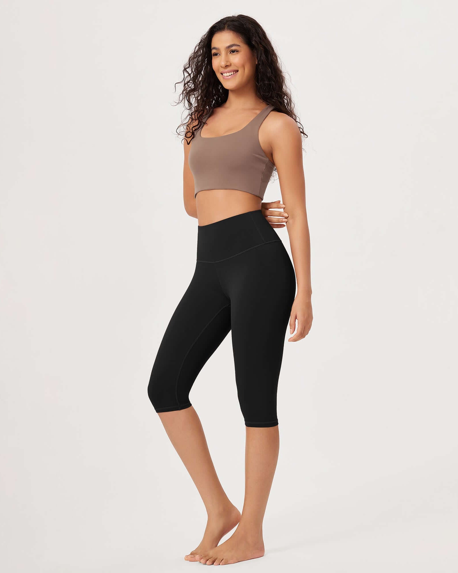 ODLEX 14 High Waist Knee Length Workout Athletic Running Capris Leggings - ododos