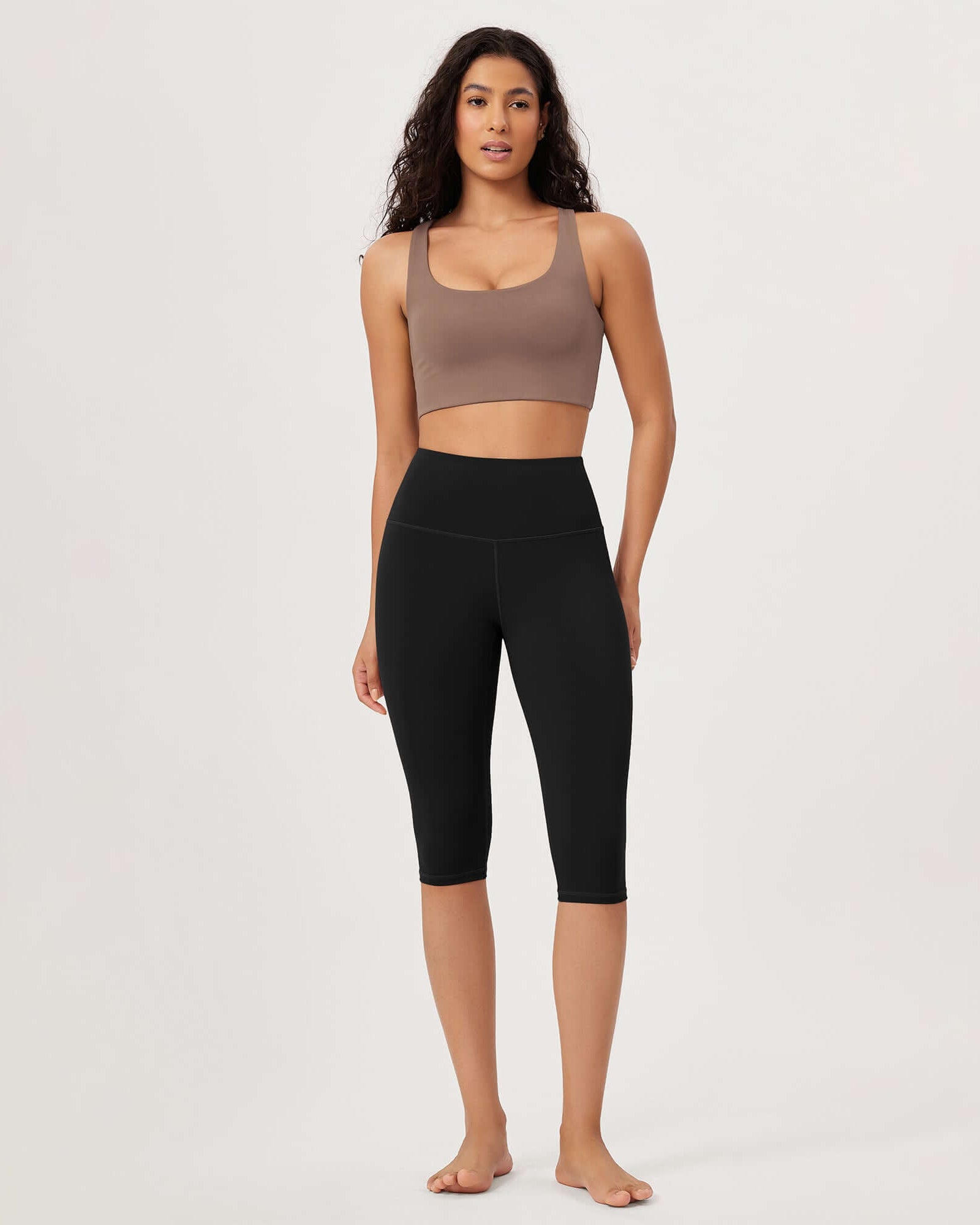 ODLEX 14 High Waist Knee Length Workout Athletic Running Capris Leggings - ododos