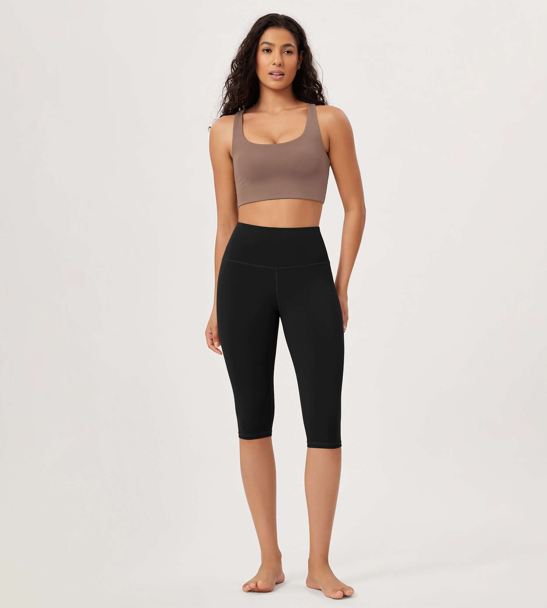 ODLEX 14 High Waist Knee Length Workout Athletic Running Capris Leggings - ododos