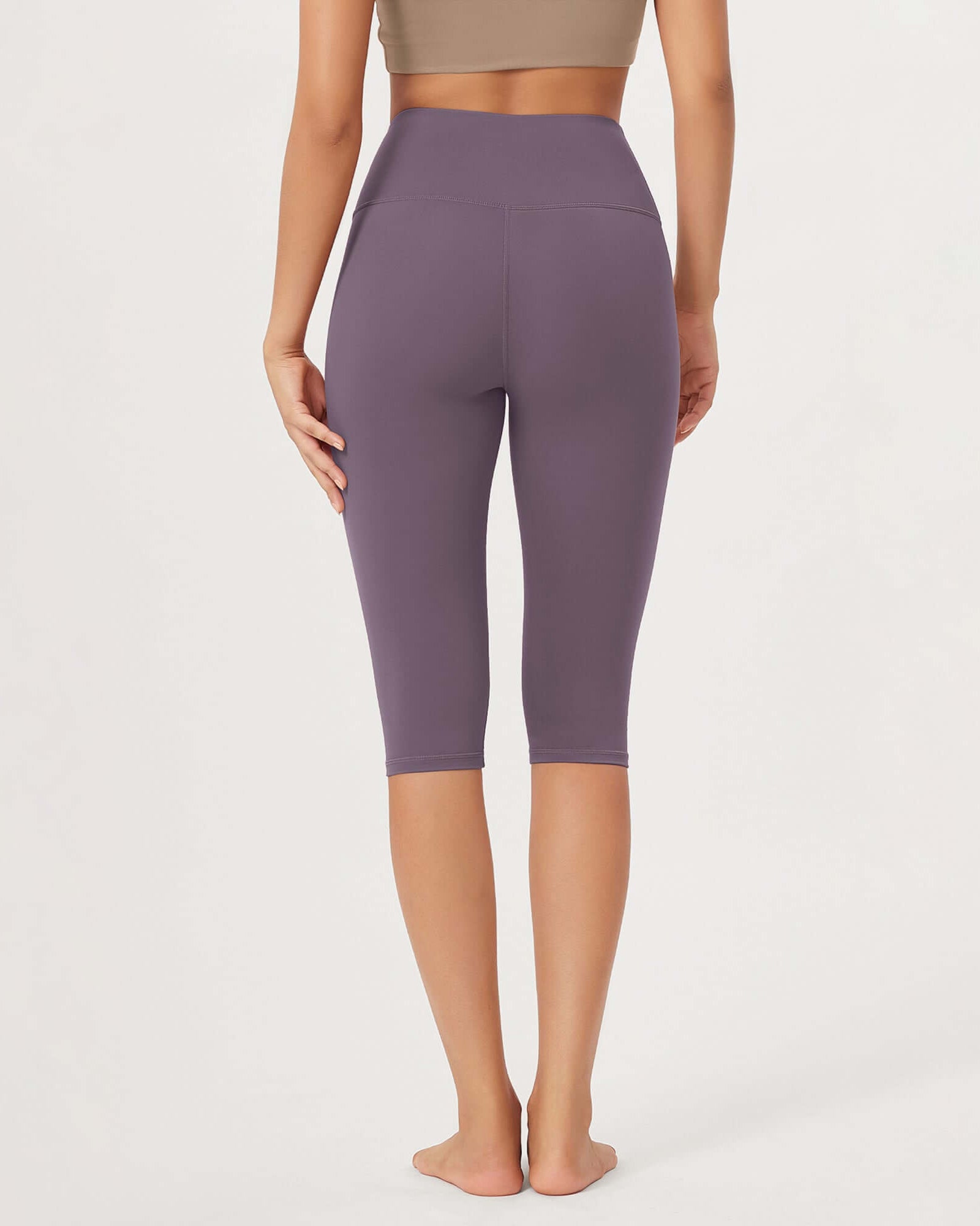 ODLEX 2-Pack 14 High Waist Knee Length Workout Athletic Running Capris Leggings - ododos