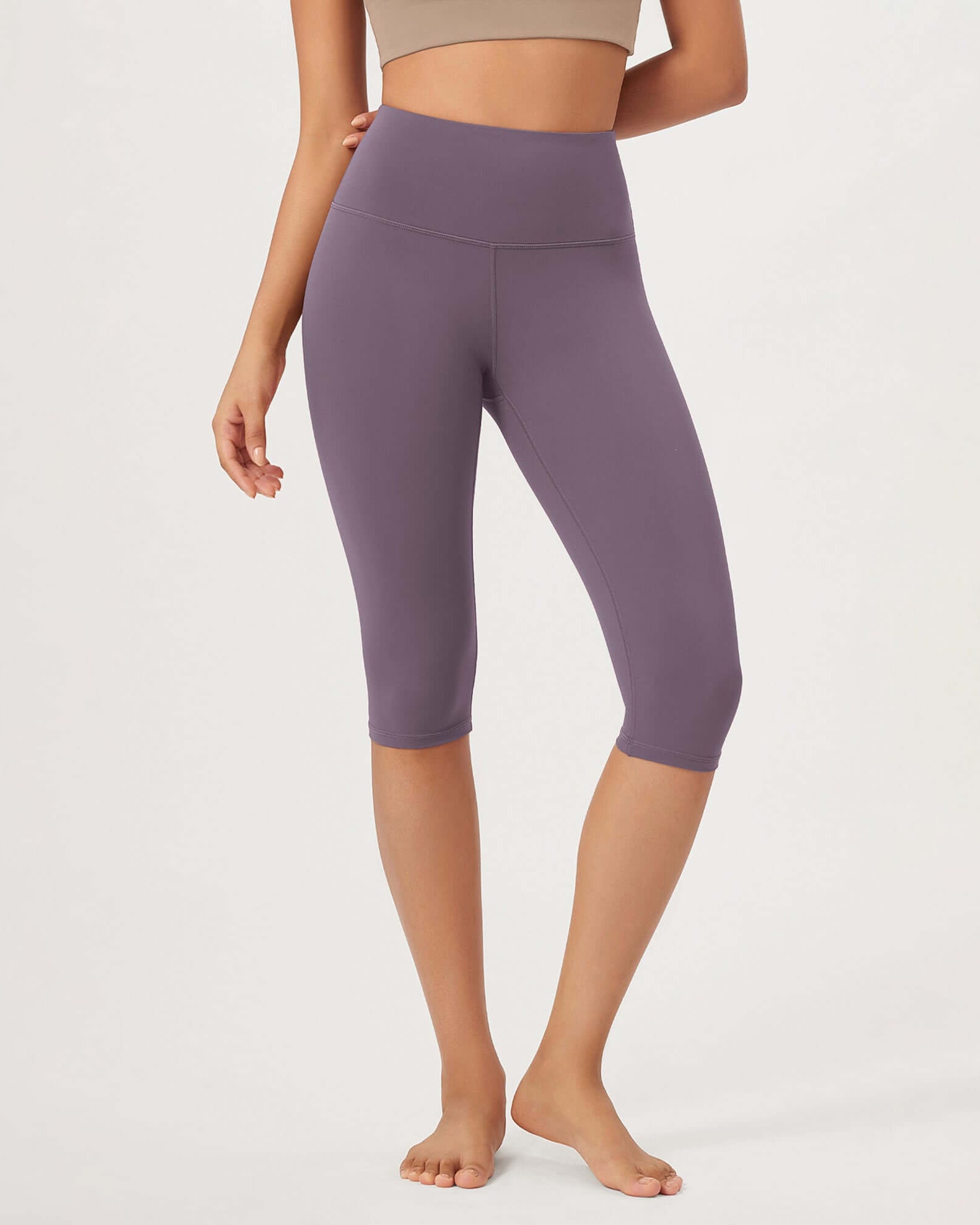 ODLEX 2-Pack 14 High Waist Knee Length Workout Athletic Running Capris Leggings - ododos