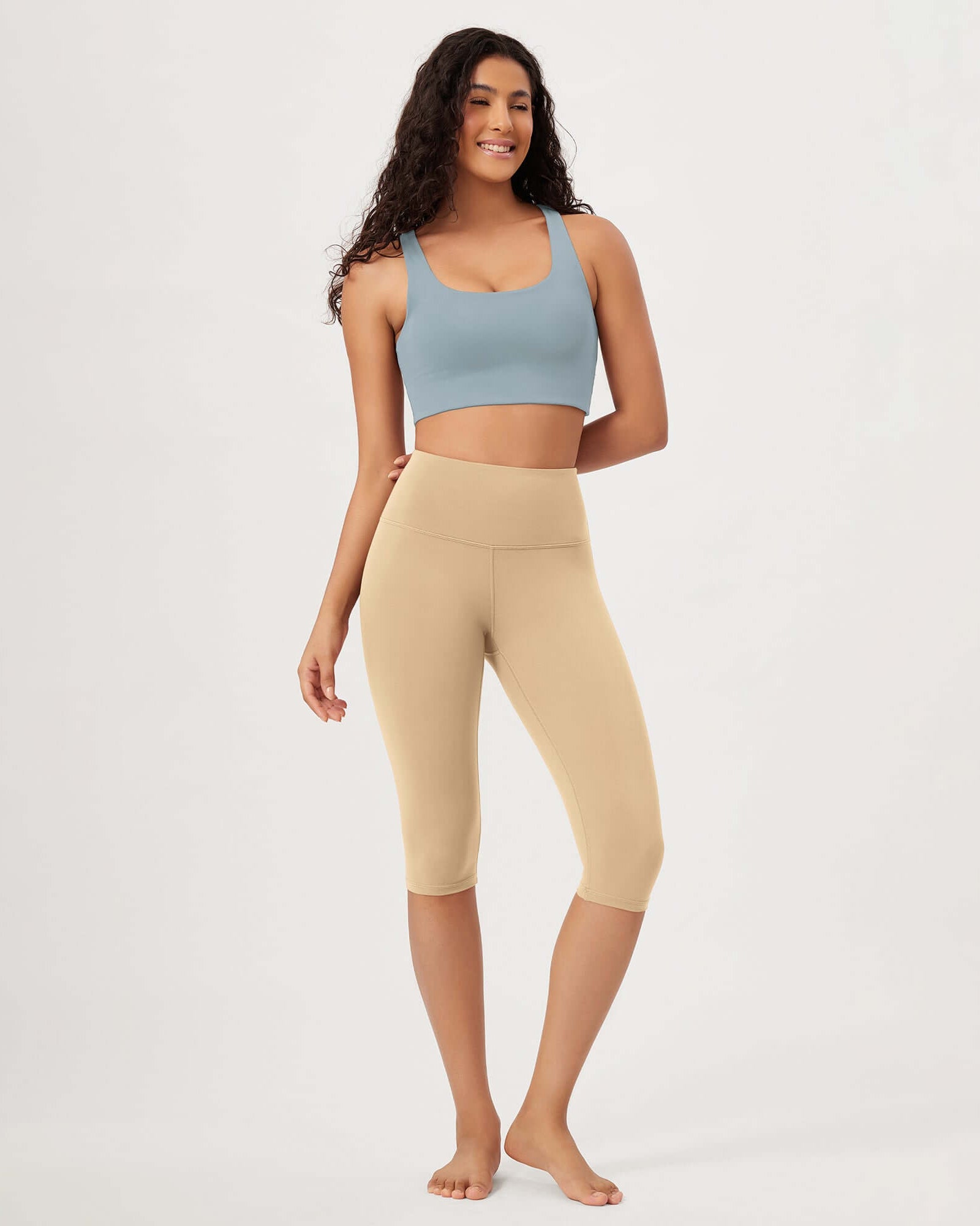 ODLEX 2-Pack 14 High Waist Knee Length Workout Athletic Running Capris Leggings - ododos