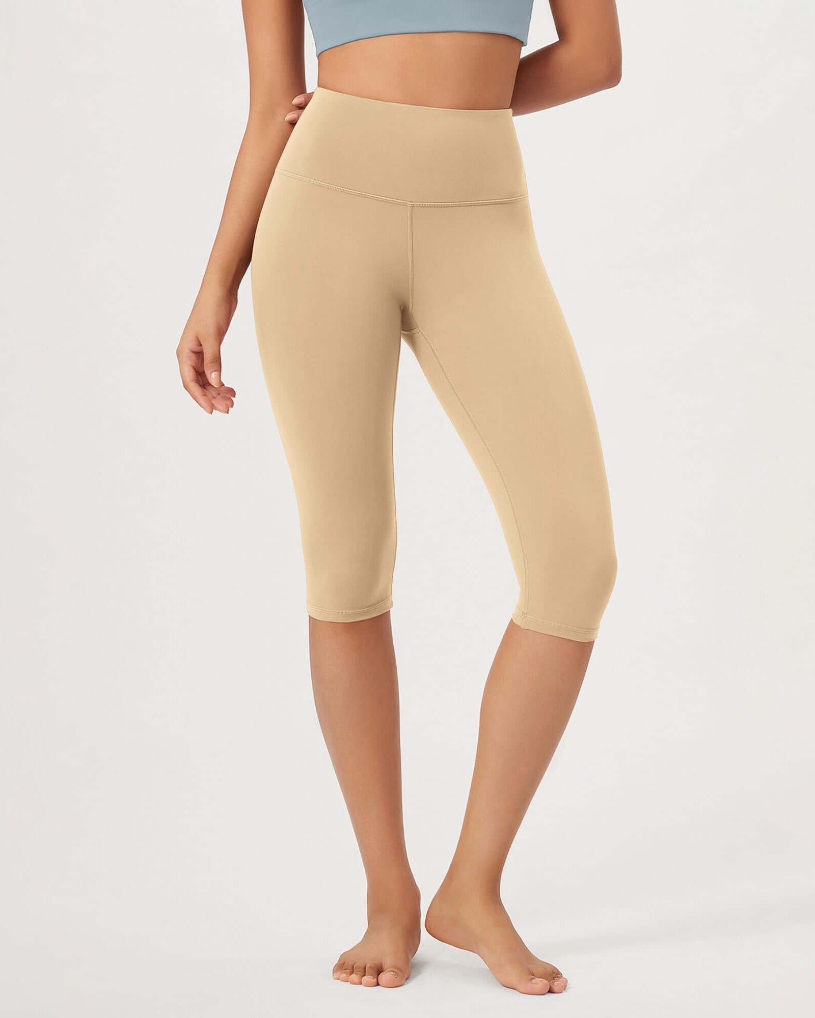 ODLEX 2-Pack 14 High Waist Knee Length Workout Athletic Running Capris Leggings - ododos