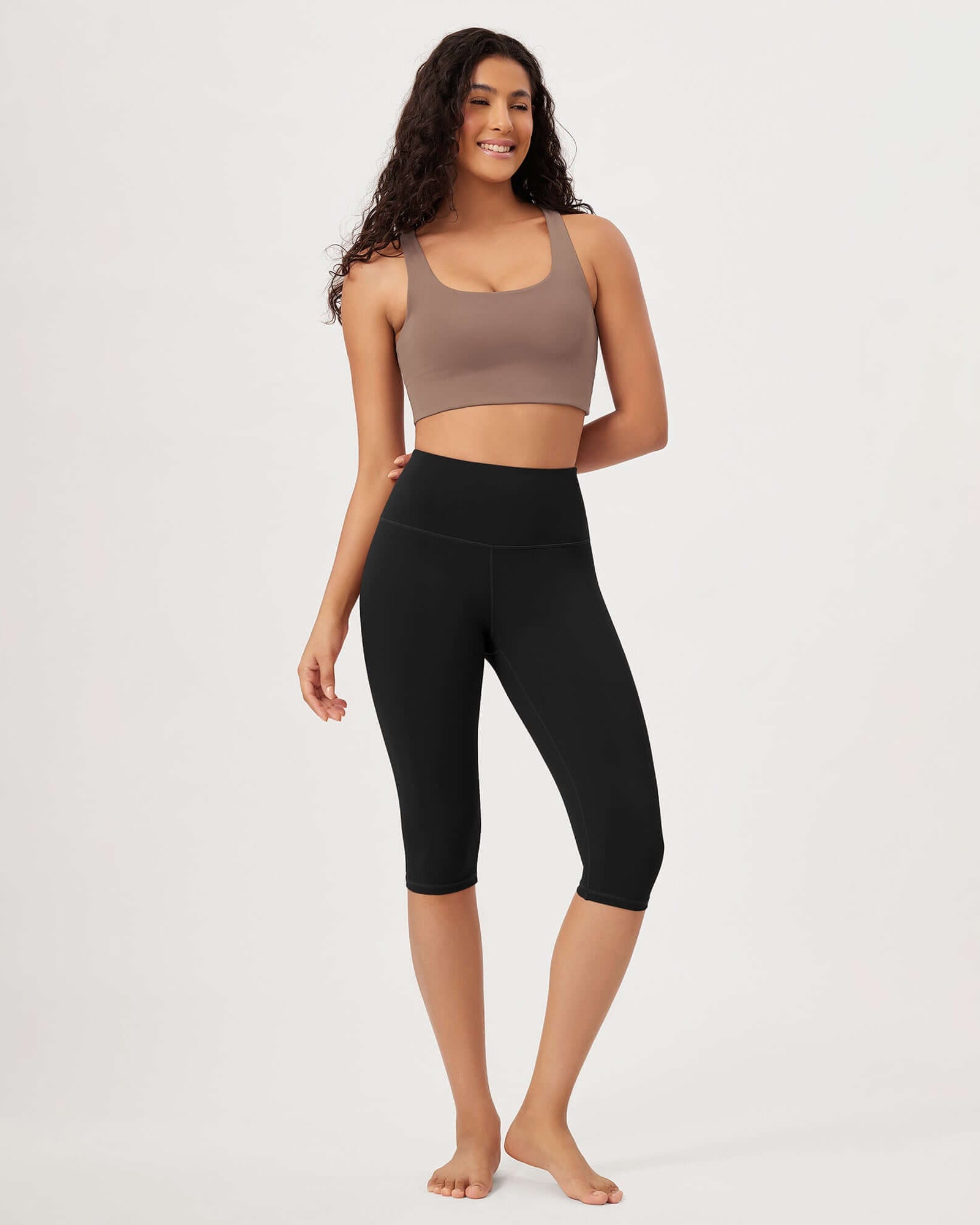 ODLEX 2-Pack 14 High Waist Knee Length Workout Athletic Running Capris Leggings - ododos