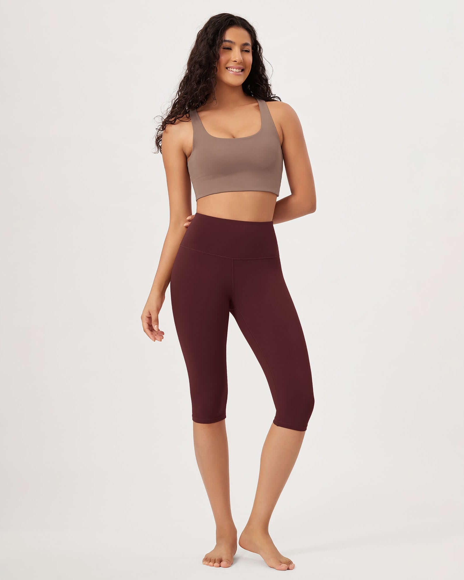 ODLEX 2-Pack 14 High Waist Knee Length Workout Athletic Running Capris Leggings - ododos