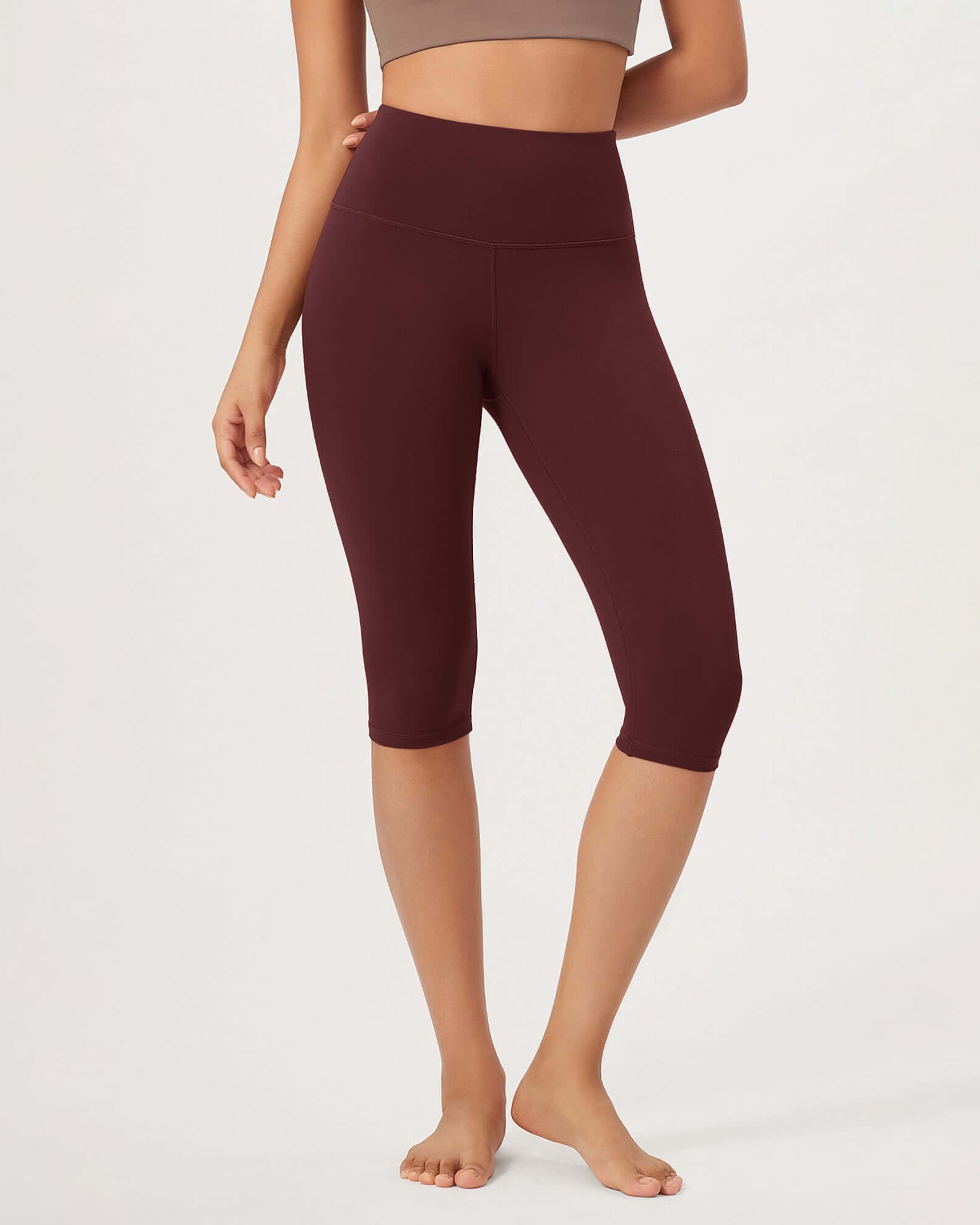 ODLEX 2-Pack 14 High Waist Knee Length Workout Athletic Running Capris Leggings - ododos