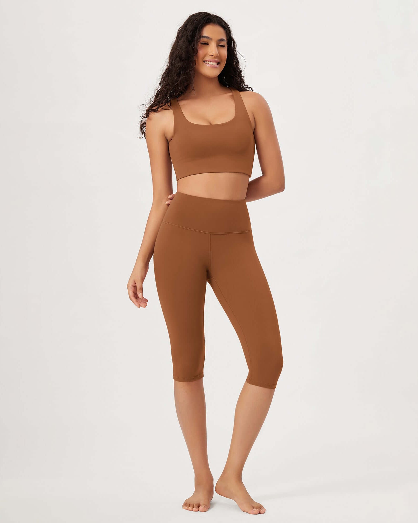 ODLEX 2-Pack 14 High Waist Knee Length Workout Athletic Running Capris Leggings - ododos