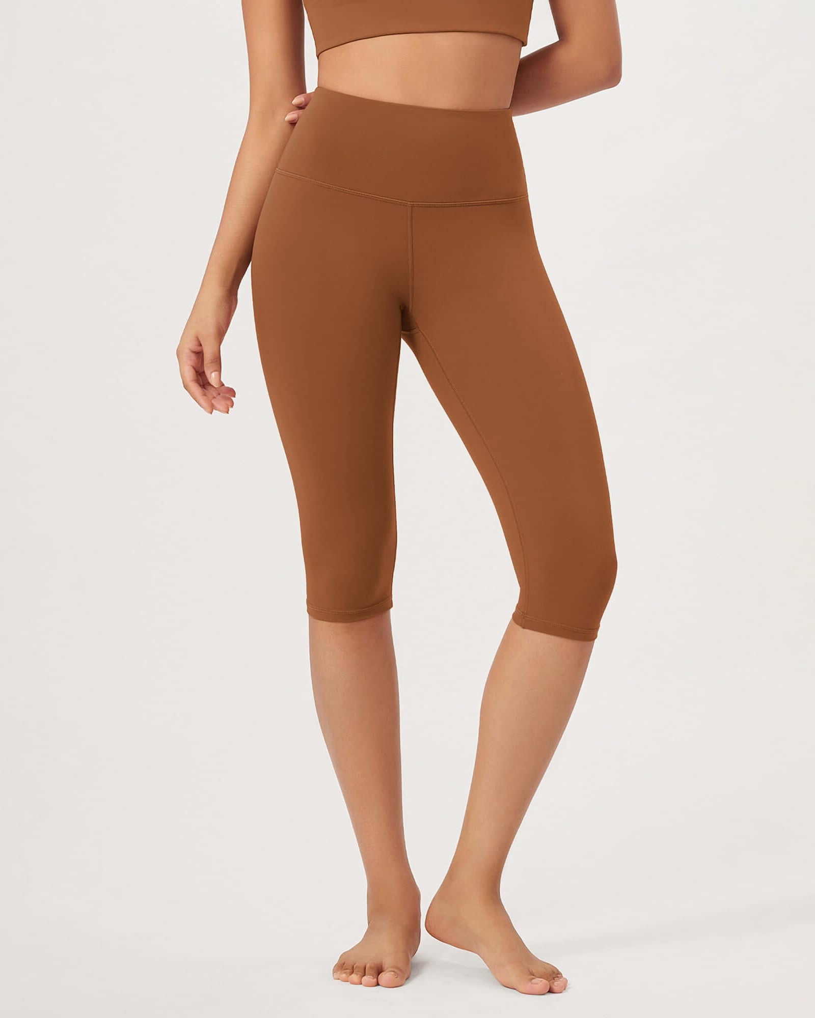 ODLEX 2-Pack 14 High Waist Knee Length Workout Athletic Running Capris Leggings - ododos