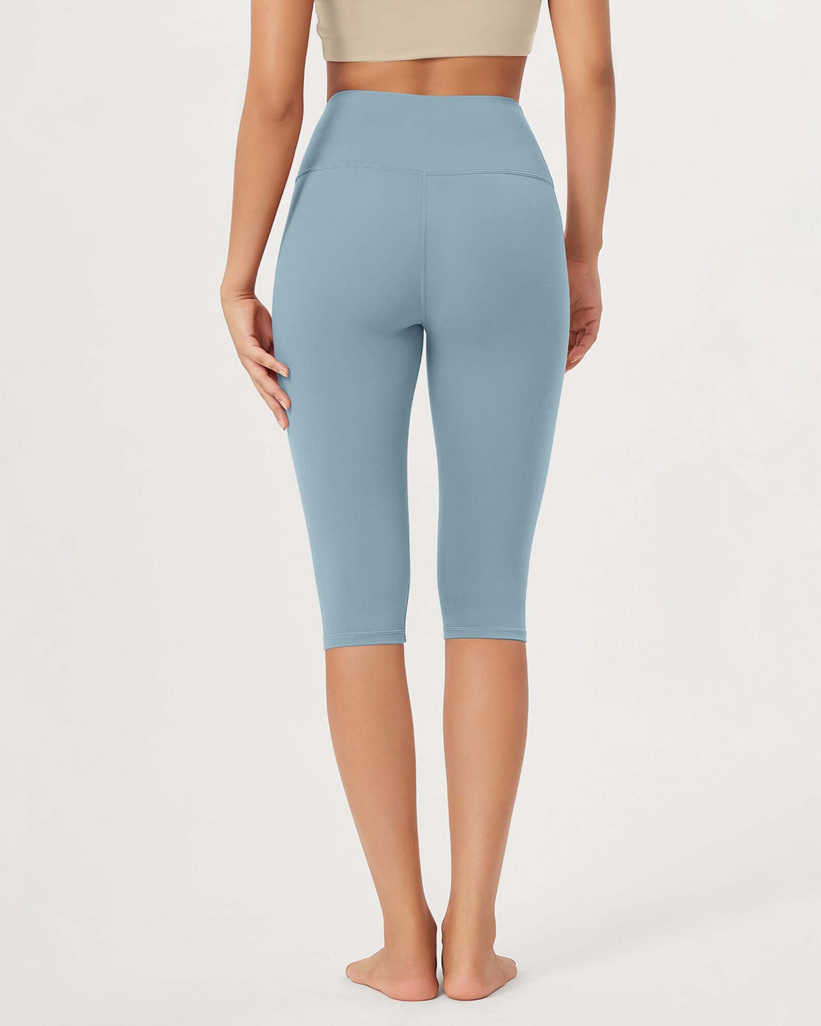 ODLEX 2-Pack 14 High Waist Knee Length Workout Athletic Running Capris Leggings - ododos