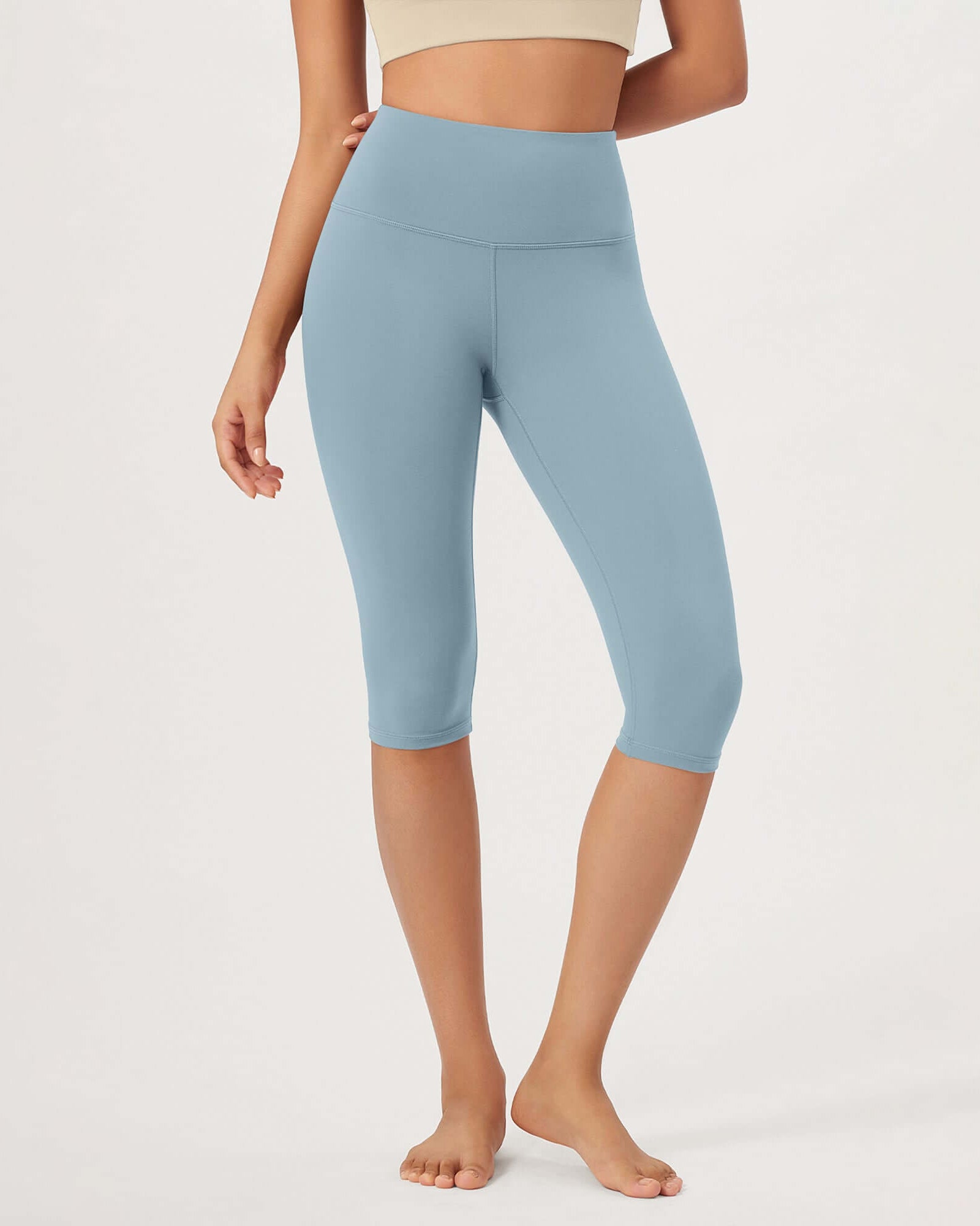 ODLEX 2-Pack 14 High Waist Knee Length Workout Athletic Running Capris Leggings - ododos