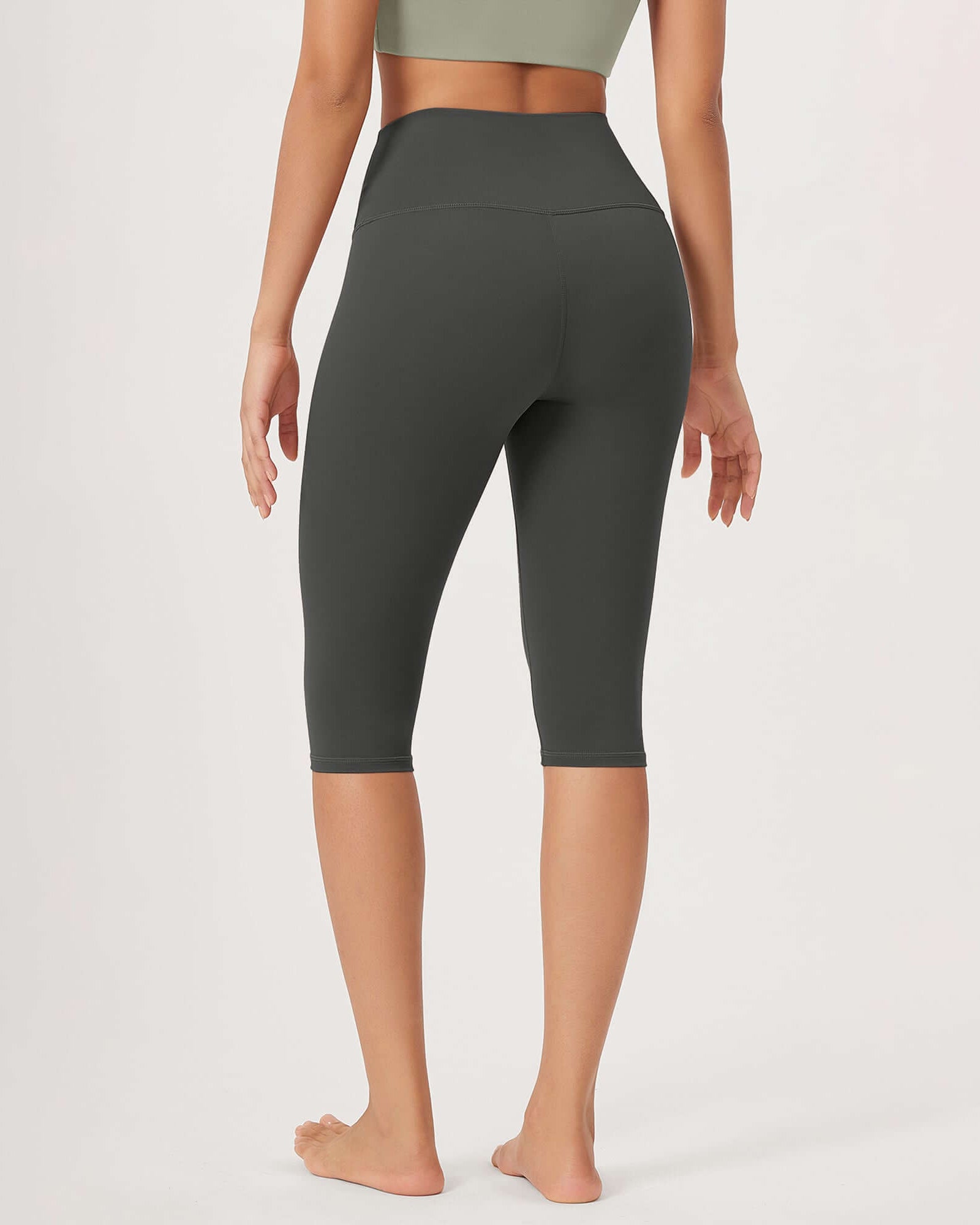 ODLEX 2-Pack 14 High Waist Knee Length Workout Athletic Running Capris Leggings - ododos