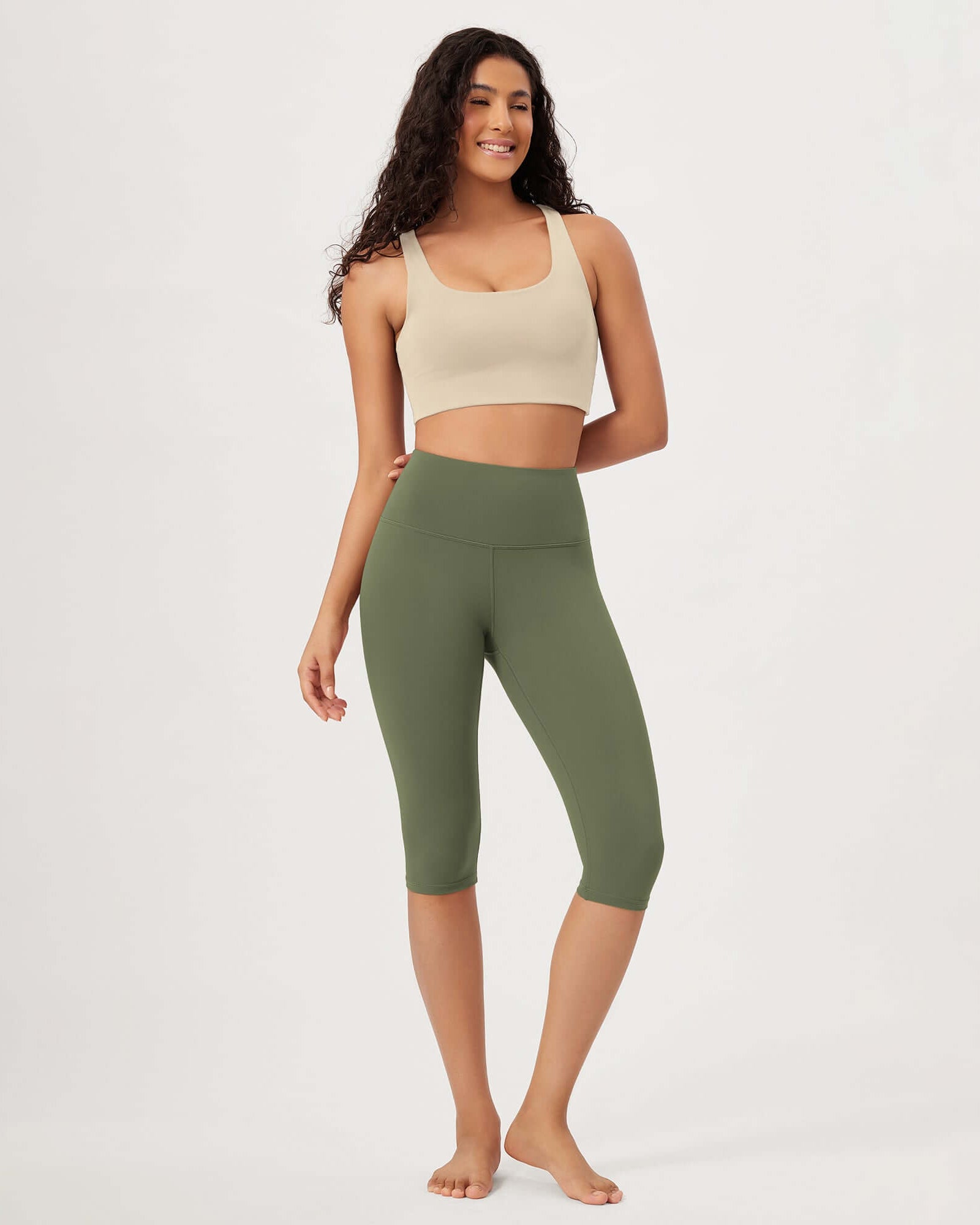 ODLEX 2-Pack 14 High Waist Knee Length Workout Athletic Running Capris Leggings - ododos