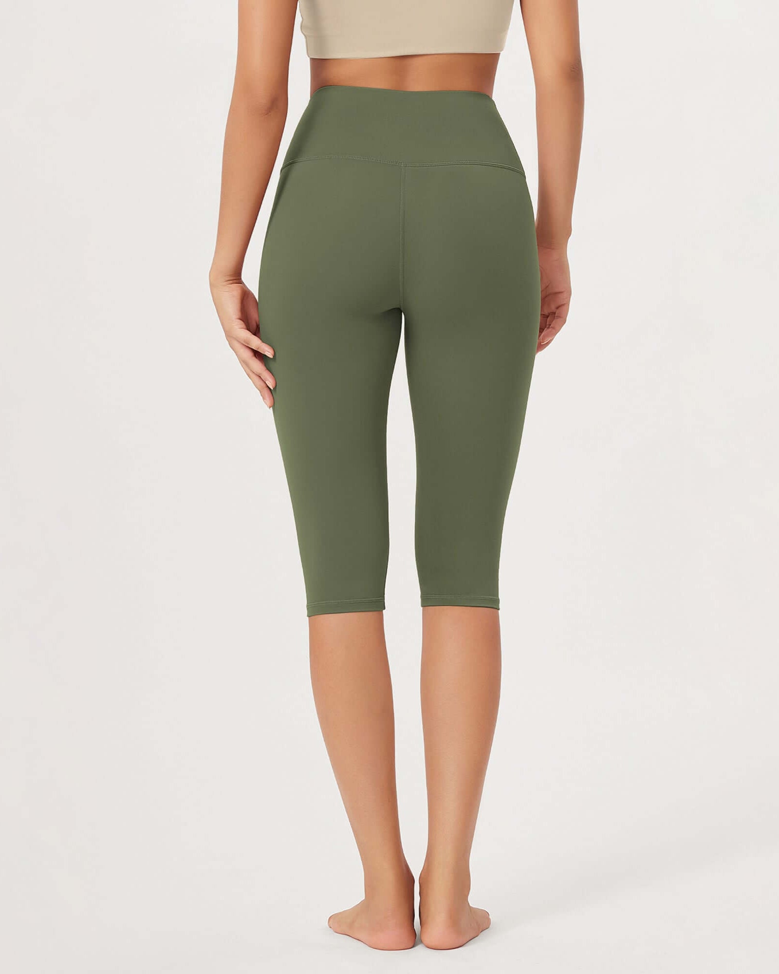 ODLEX 2-Pack 14 High Waist Knee Length Workout Athletic Running Capris Leggings - ododos