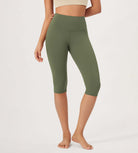 ODLEX 2-Pack 14 High Waist Knee Length Workout Athletic Running Capris Leggings - ododos