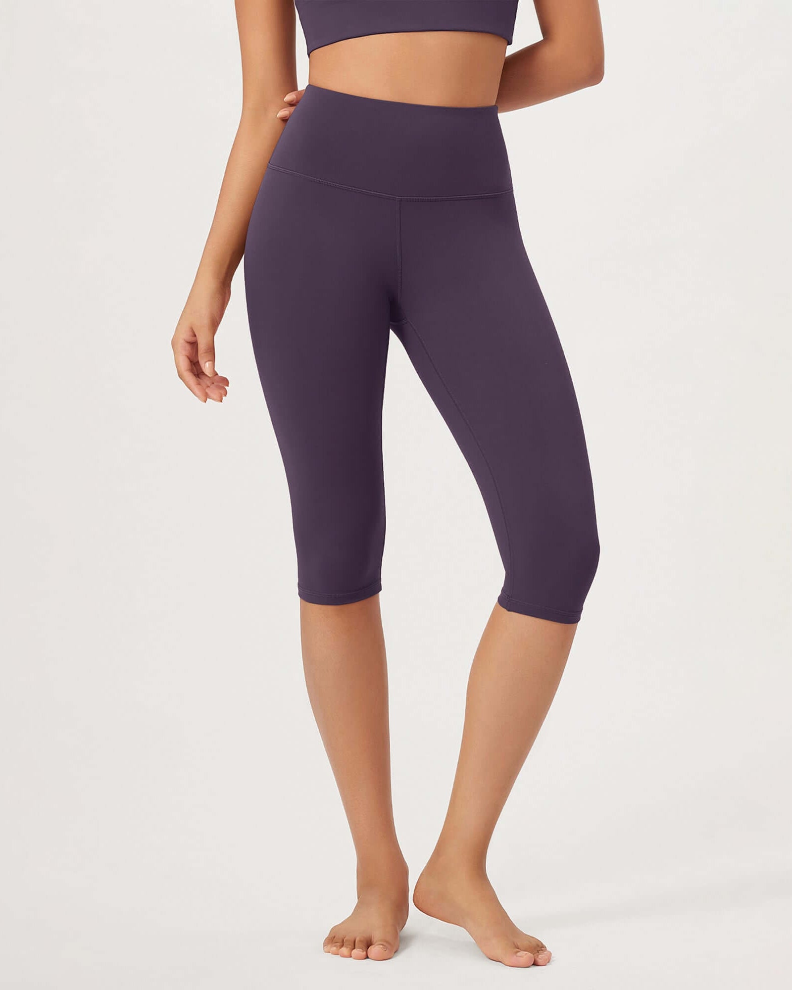 ODLEX 2-Pack 14 High Waist Knee Length Workout Athletic Running Capris Leggings - ododos