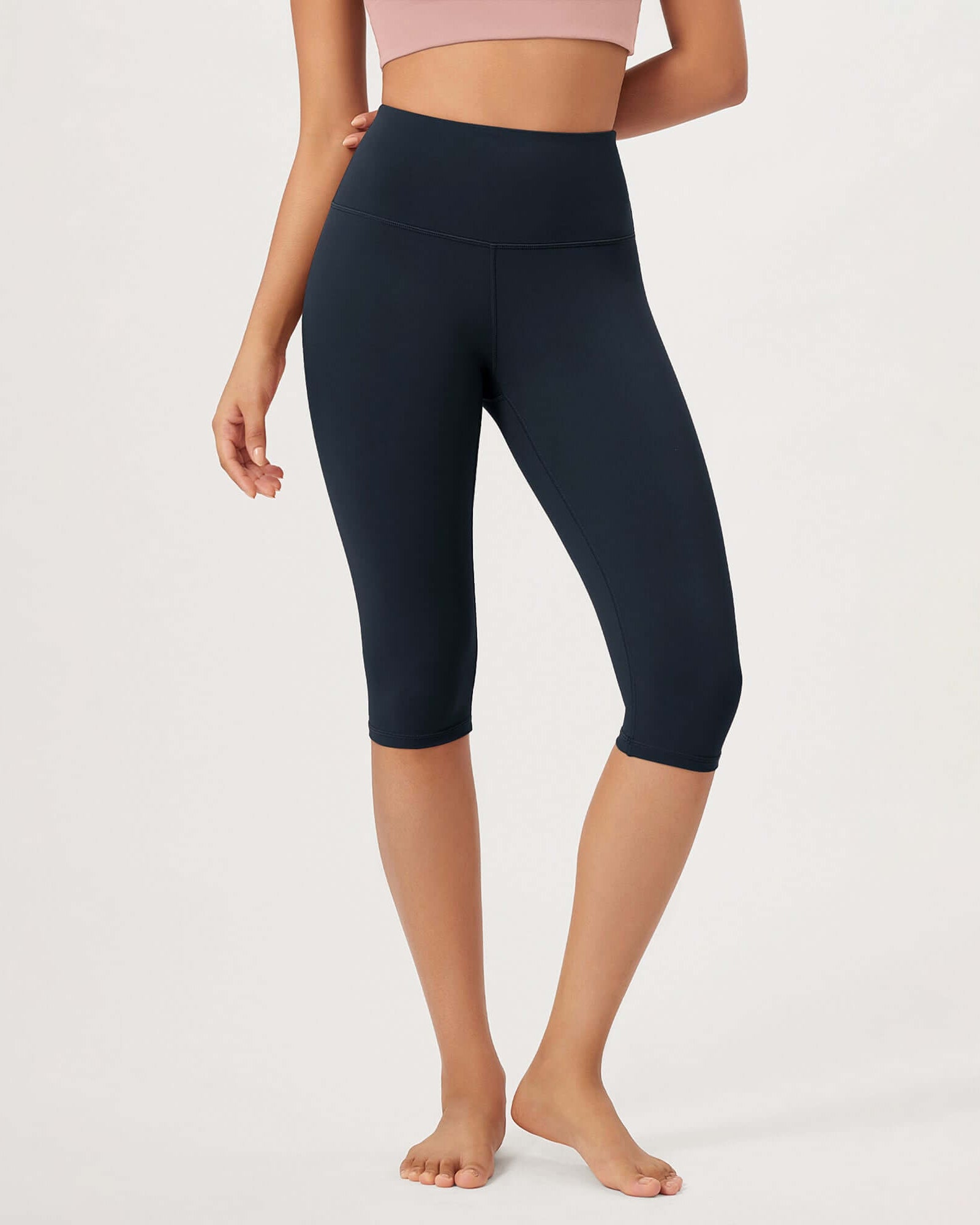 ODLEX 2-Pack 14 High Waist Knee Length Workout Athletic Running Capris Leggings - ododos