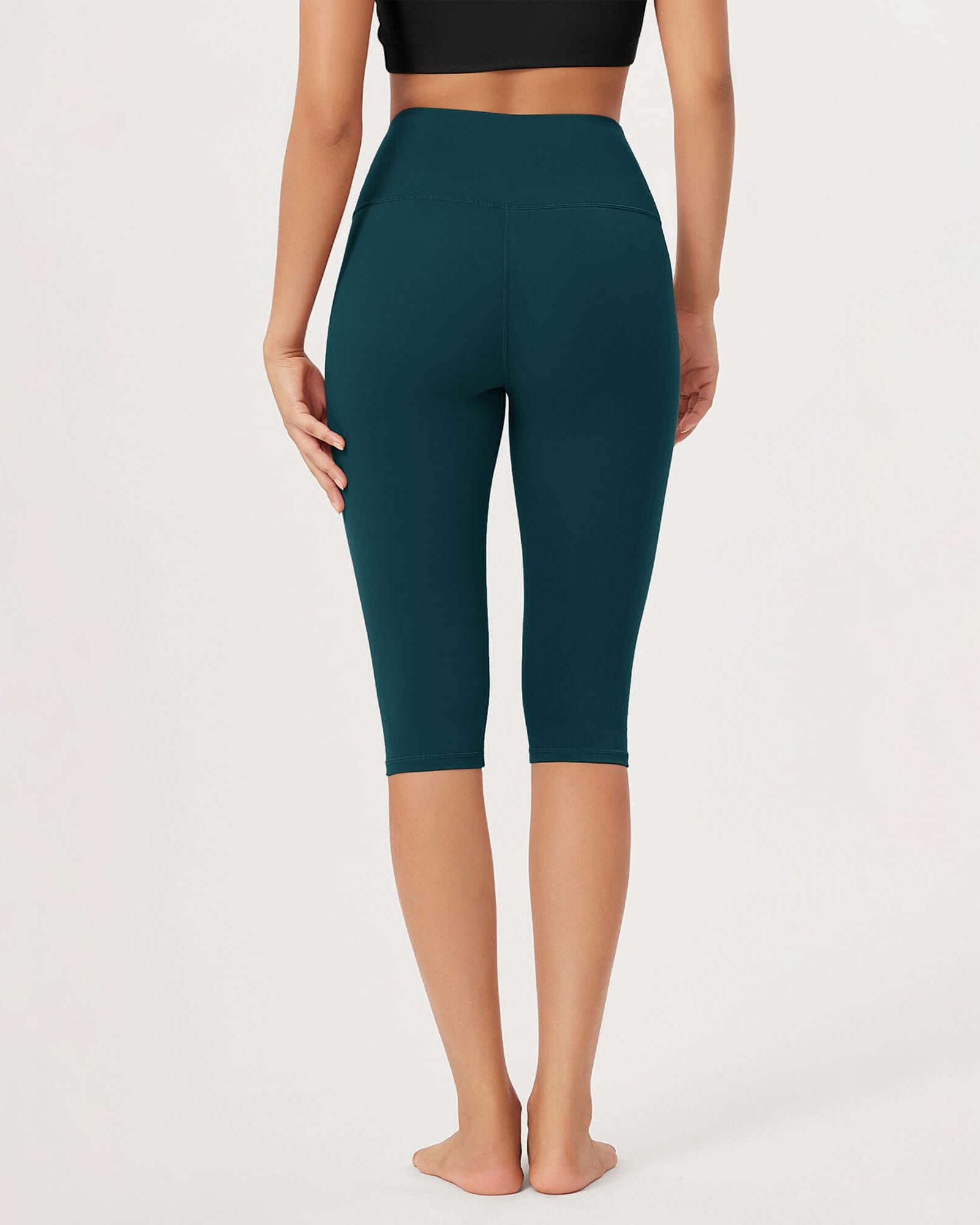 ODLEX 2-Pack 14 High Waist Knee Length Workout Athletic Running Capris Leggings - ododos