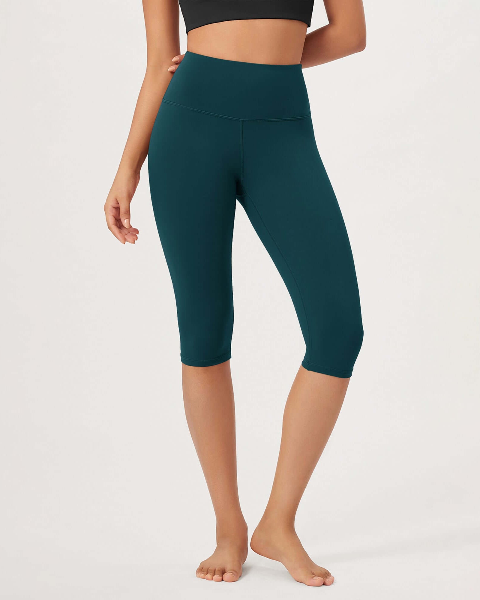 ODLEX 2-Pack 14 High Waist Knee Length Workout Athletic Running Capris Leggings - ododos