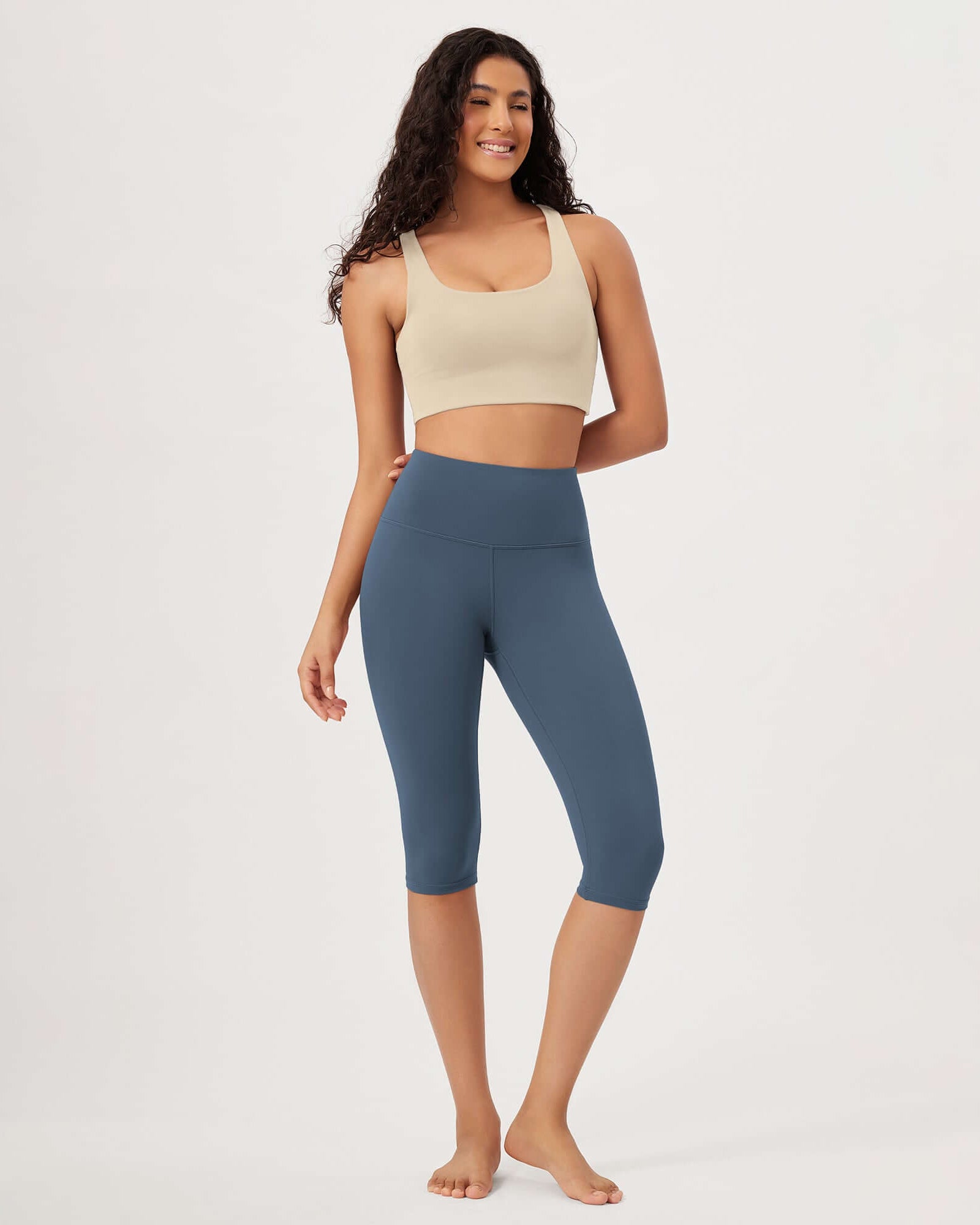 ODLEX 2-Pack 14 High Waist Knee Length Workout Athletic Running Capris Leggings - ododos