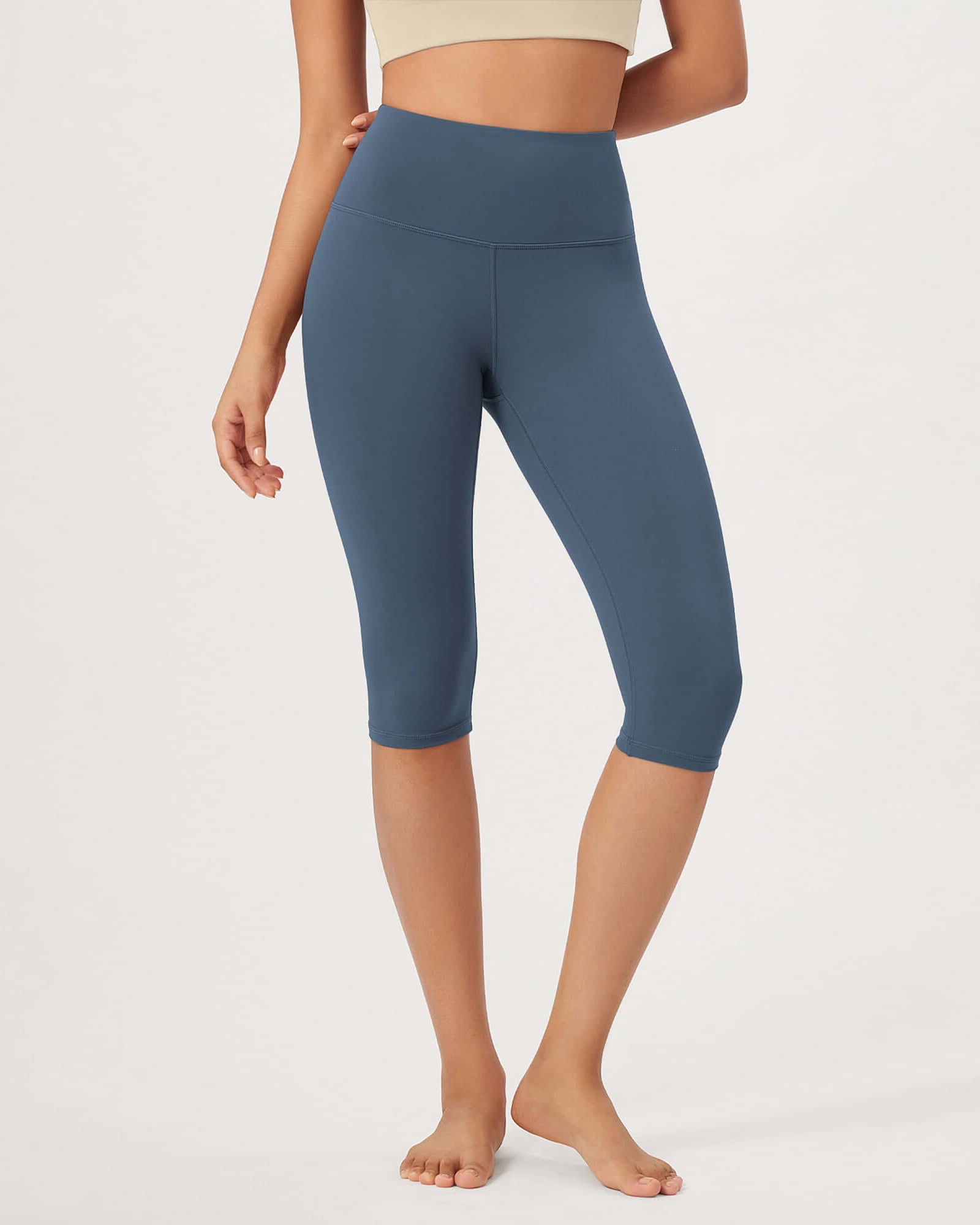 ODLEX 2-Pack 14 High Waist Knee Length Workout Athletic Running Capris Leggings - ododos