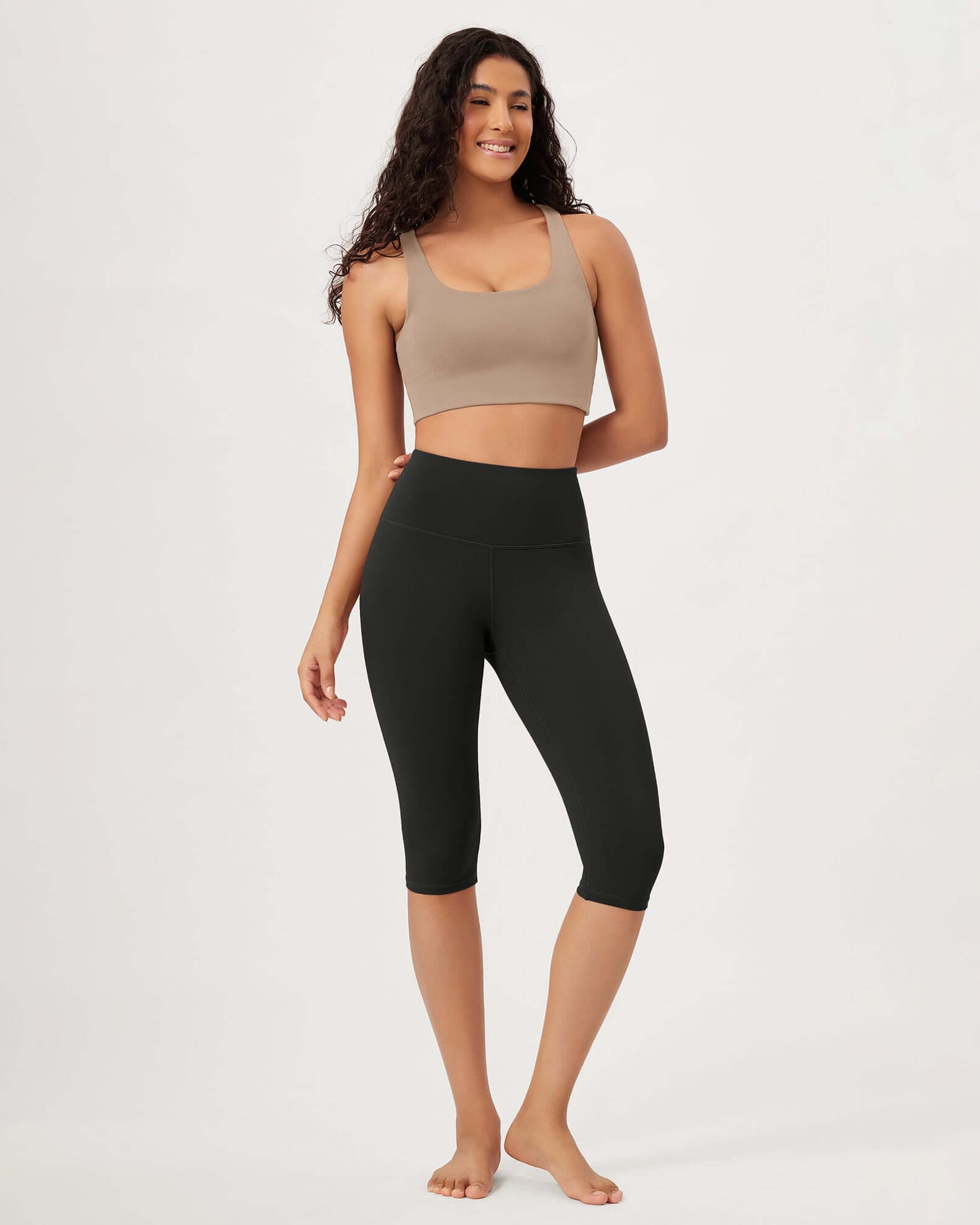 ODLEX 2-Pack 14 High Waist Knee Length Workout Athletic Running Capris Leggings - ododos