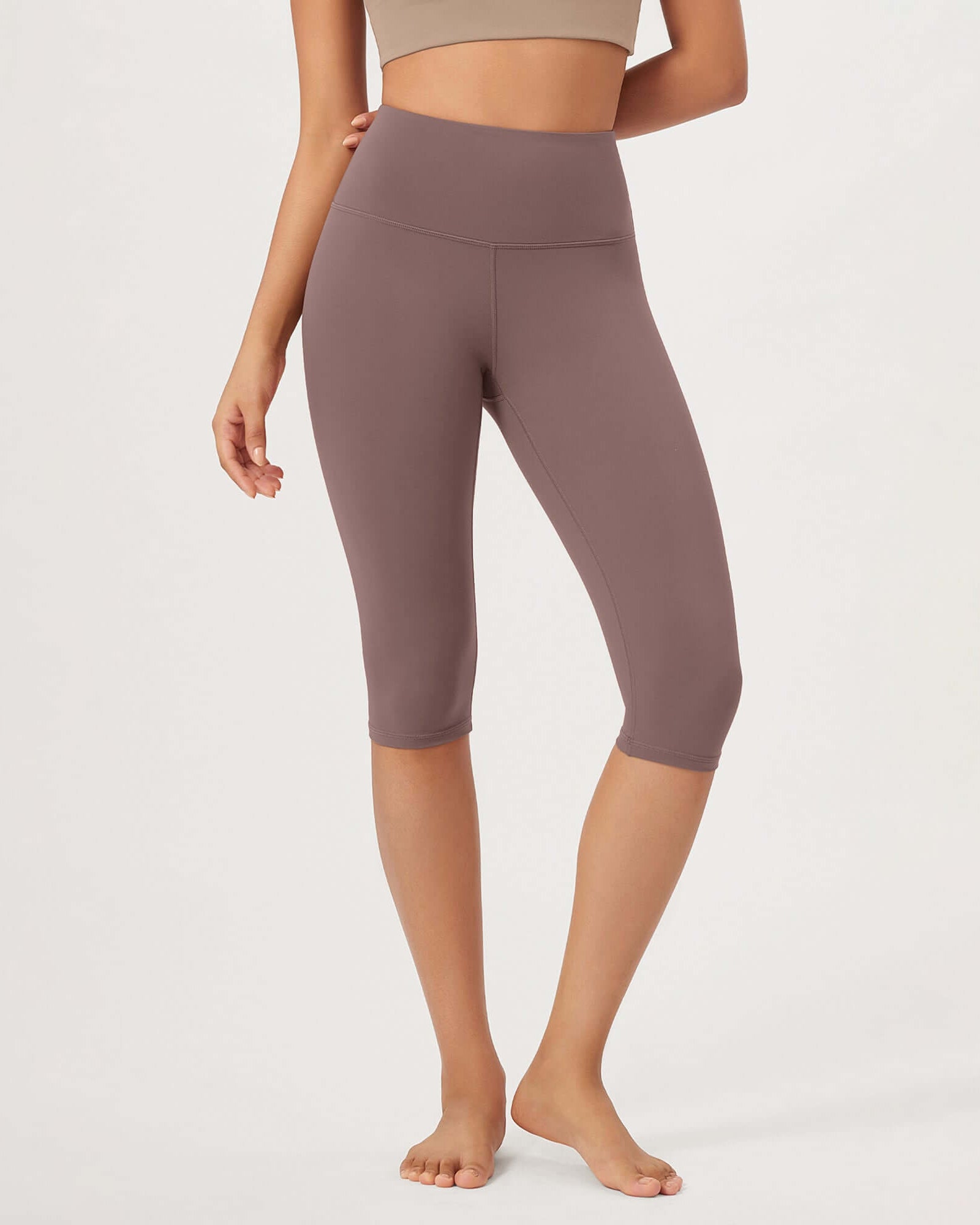 ODLEX 2-Pack 14 High Waist Knee Length Workout Athletic Running Capris Leggings - ododos