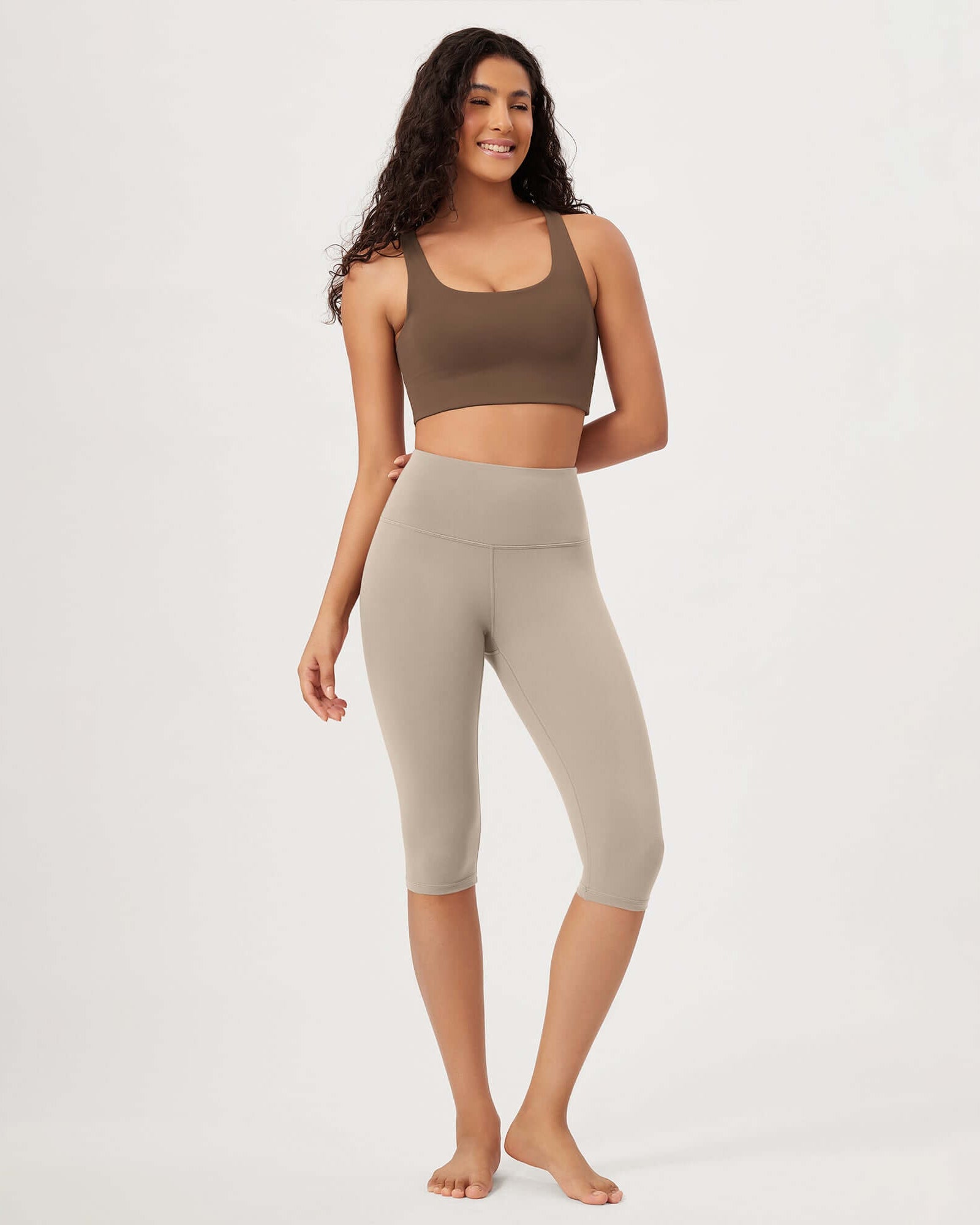 ODLEX 2-Pack 14 High Waist Knee Length Workout Athletic Running Capris Leggings - ododos