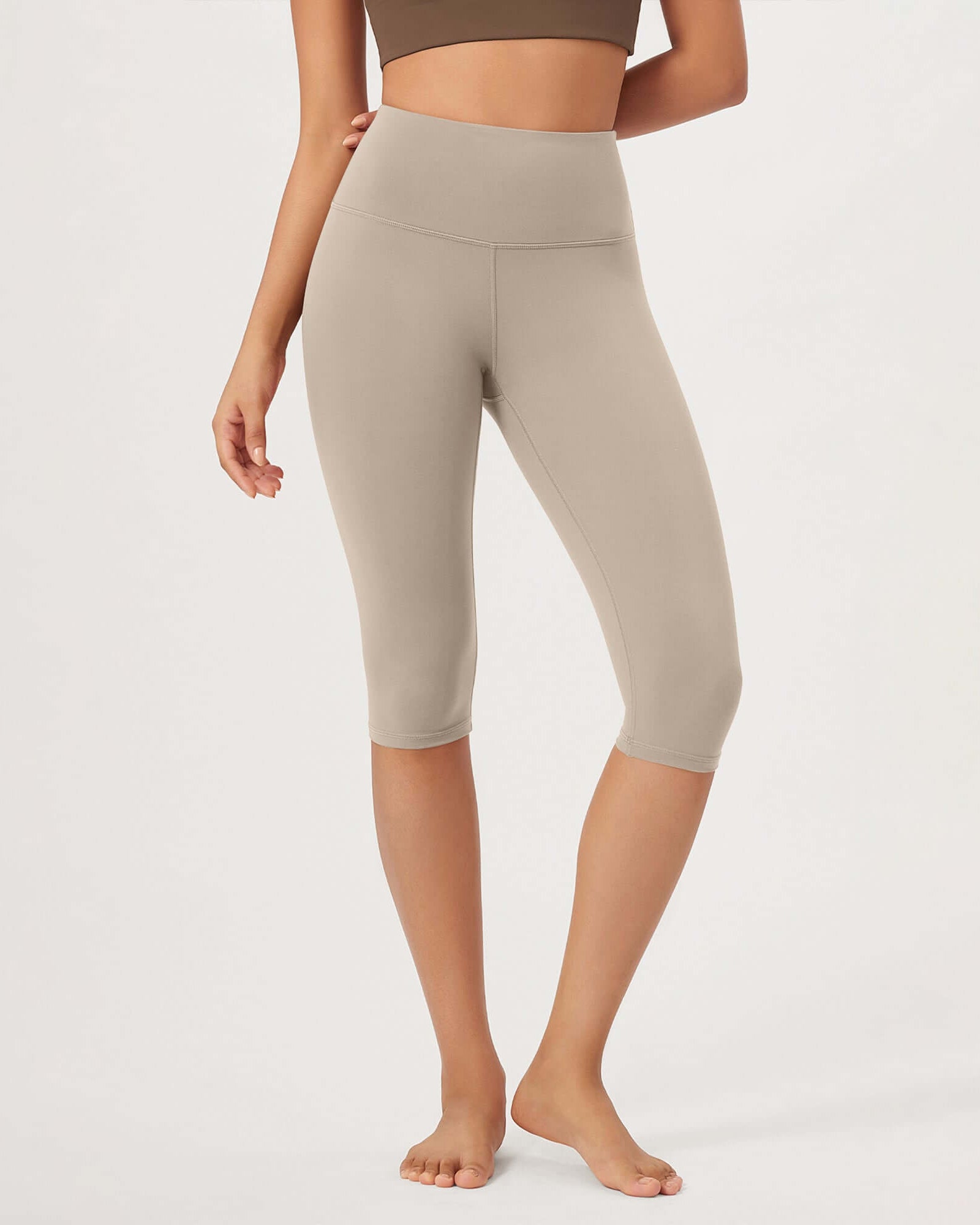 ODLEX 2-Pack 14 High Waist Knee Length Workout Athletic Running Capris Leggings - ododos