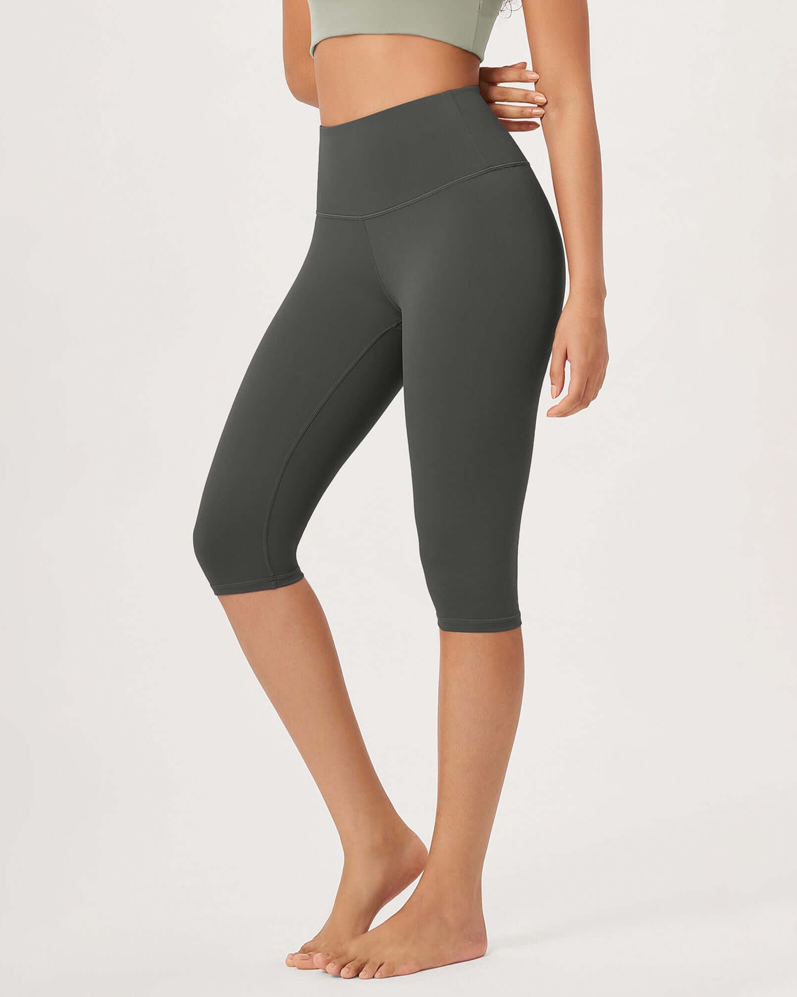 ODLEX 14 High Waist Knee Length Workout Athletic Running Capris Leggings - ododos