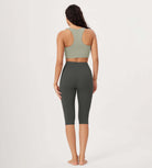 ODLEX 14 High Waist Knee Length Workout Athletic Running Capris Leggings - ododos