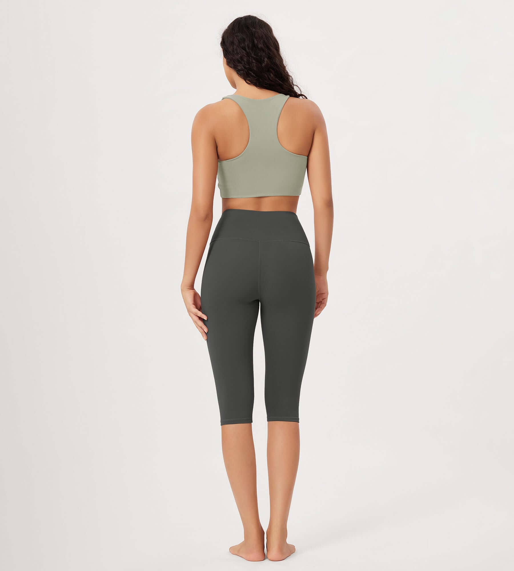 ODLEX 14 High Waist Knee Length Workout Athletic Running Capris Leggings - ododos