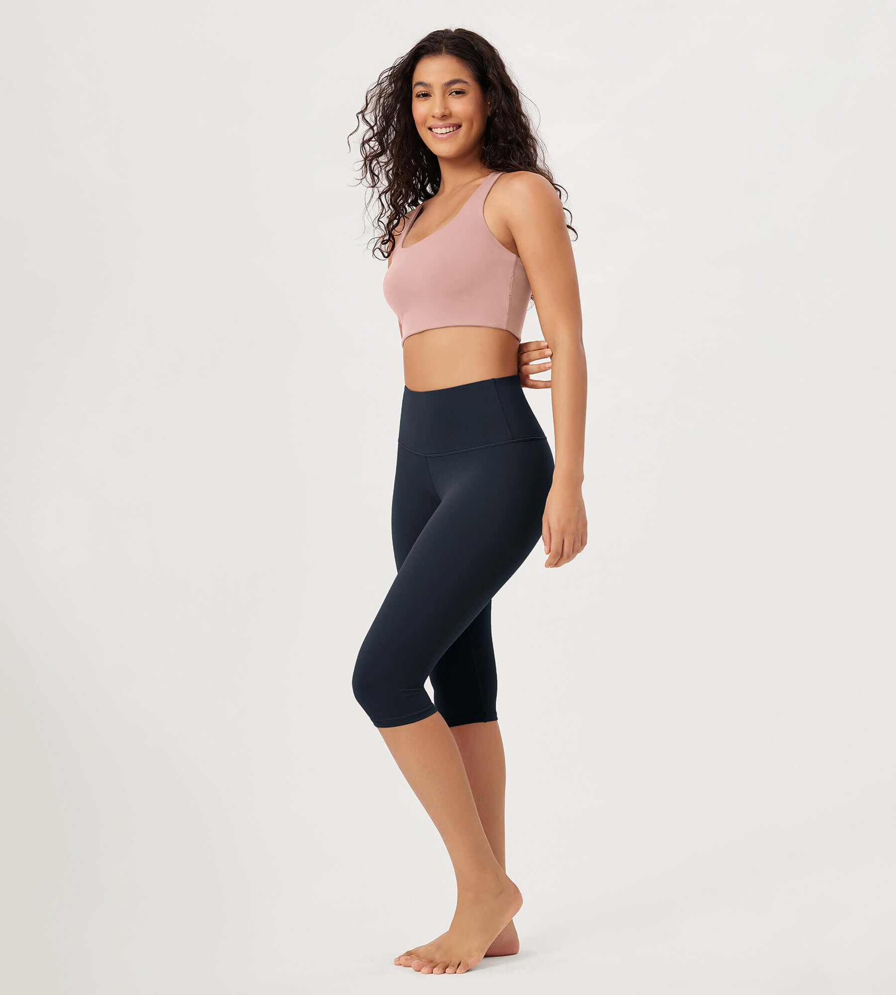 ODLEX 14 High Waist Knee Length Workout Athletic Running Capris Leggings - ododos