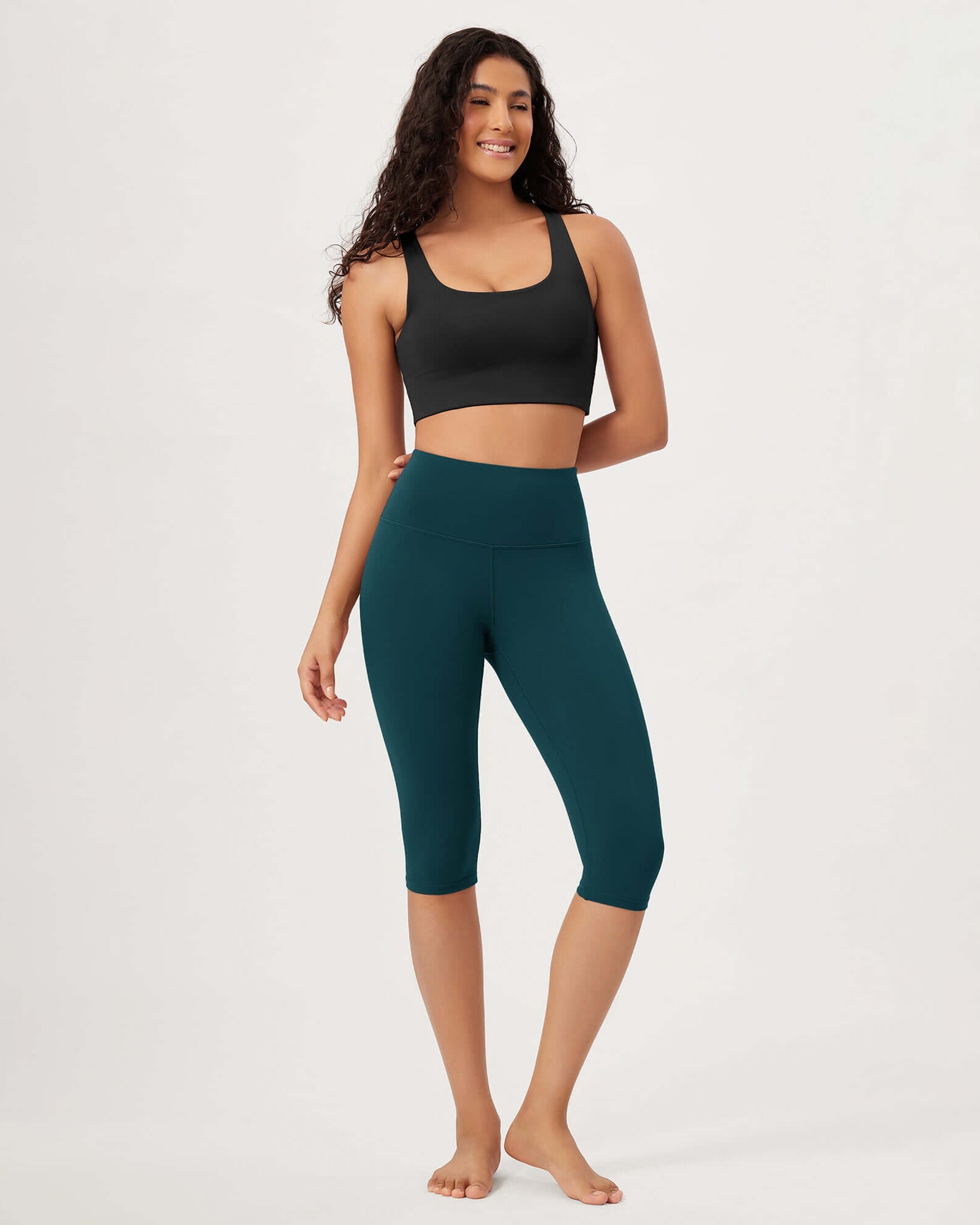 ODLEX 14 High Waist Knee Length Workout Athletic Running Capris Leggings - ododos