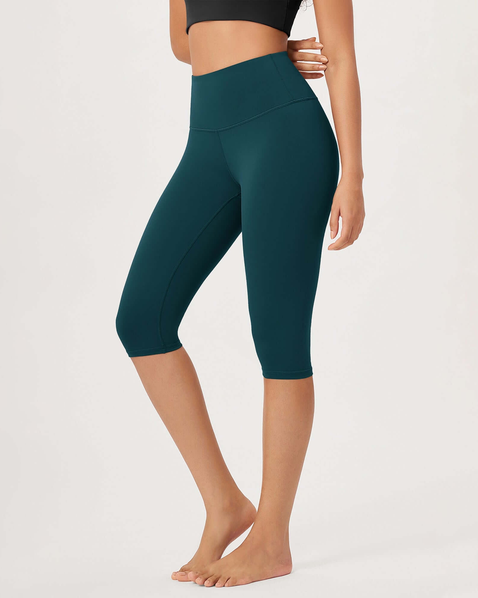 ODLEX 14 High Waist Knee Length Workout Athletic Running Capris Leggings - ododos