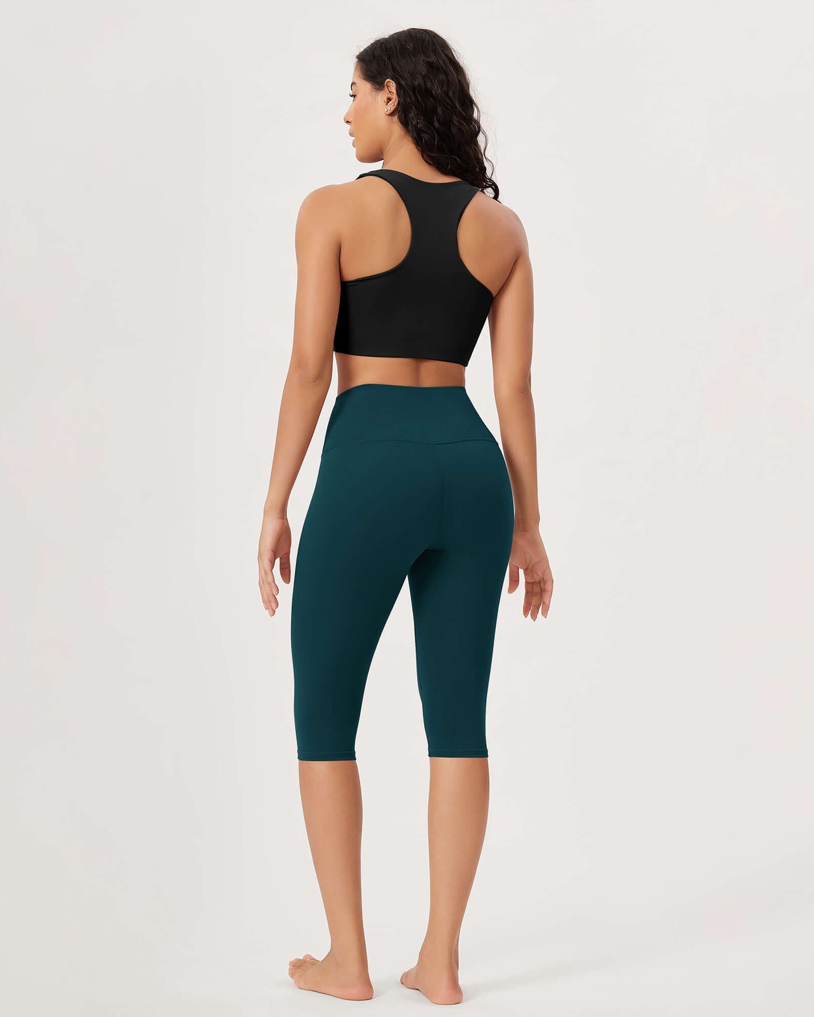 ODLEX 14 High Waist Knee Length Workout Athletic Running Capris Leggings - ododos